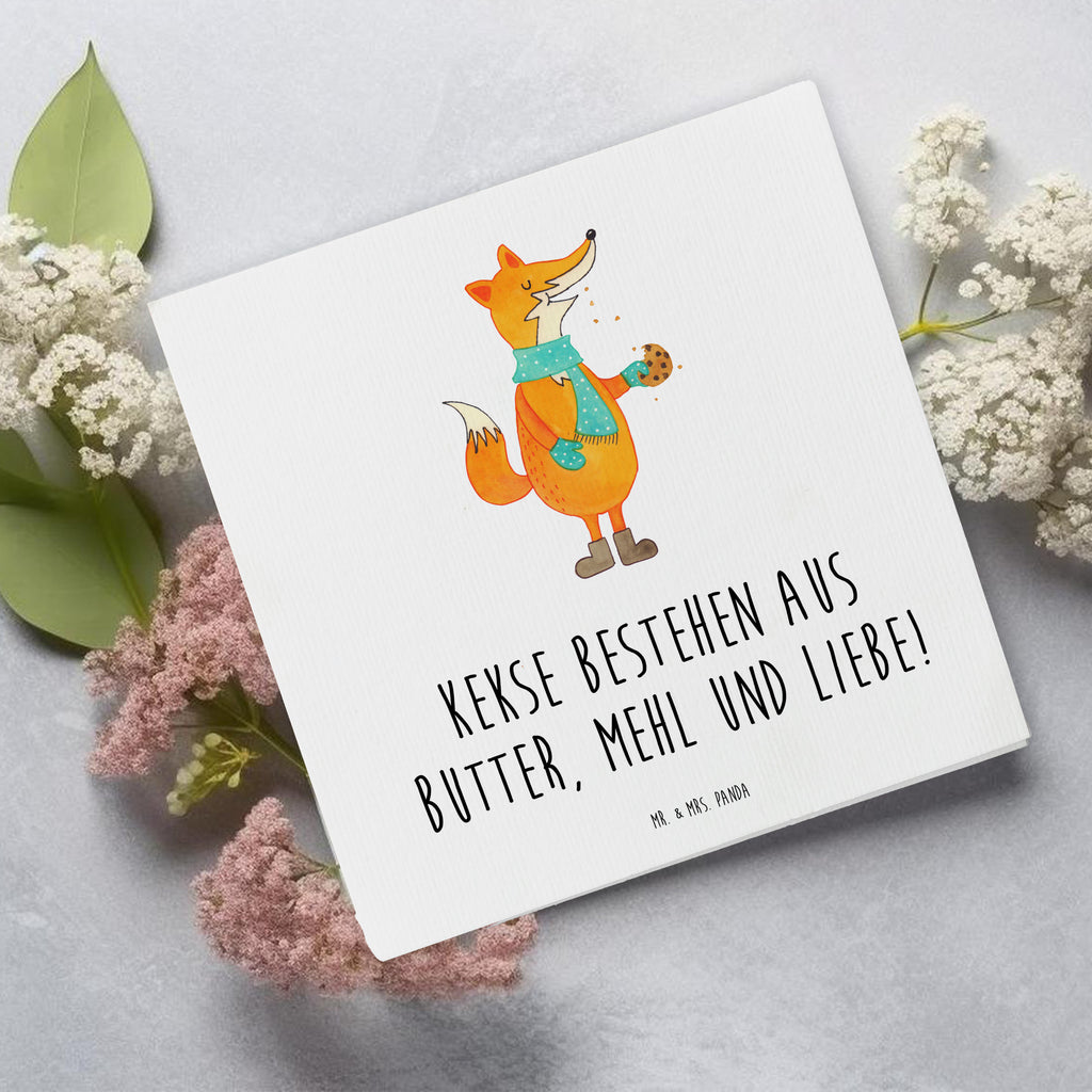 Deluxe Karte Fuchs Keks Karte, Grußkarte, Klappkarte, Einladungskarte, Glückwunschkarte, Hochzeitskarte, Geburtstagskarte, Hochwertige Grußkarte, Hochwertige Klappkarte, Fuchs, Füchse, Backen Spruch, Kekse, Winter, Weihnachtszeit, Plätzchen, Liebe, Küche Deko