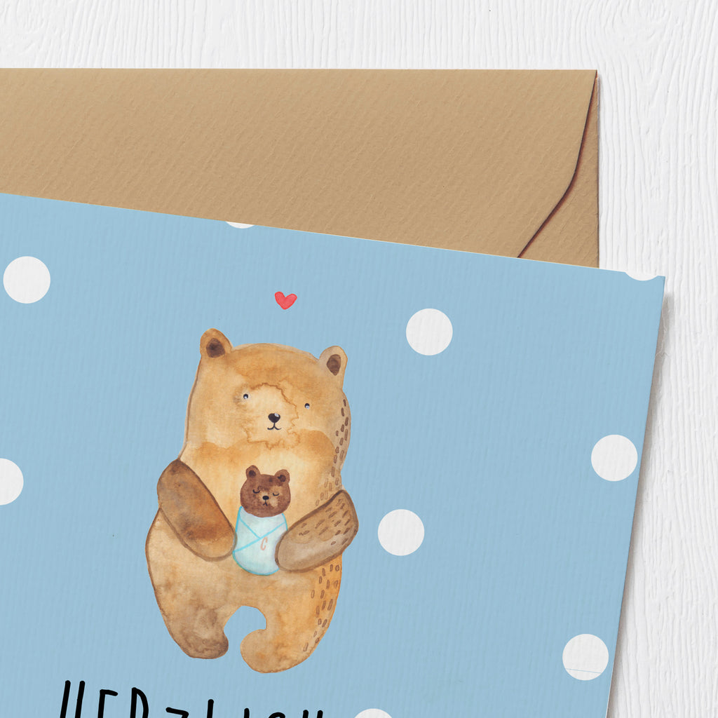 Deluxe Karte Bär Baby Karte, Grußkarte, Klappkarte, Einladungskarte, Glückwunschkarte, Hochzeitskarte, Geburtstagskarte, Hochwertige Grußkarte, Hochwertige Klappkarte, Bär, Teddy, Teddybär, Eltern, Mutter, Baby, Taufe, Geburt, Nichte, Neffe, Enkel, Enkelin, Täufling, Geburtstag, Glückwunsch