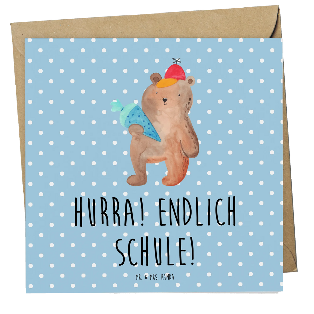 Deluxe Karte Bär Schultüte Karte, Grußkarte, Klappkarte, Einladungskarte, Glückwunschkarte, Hochzeitskarte, Geburtstagskarte, Hochwertige Grußkarte, Hochwertige Klappkarte, Bär, Teddy, Teddybär, Bär Motiv, Schultüte, Erster Schultag Geschenk, Einschulung Geschenk, Schule Geschenk, Grundschule, Schulanfang, Schulbeginn