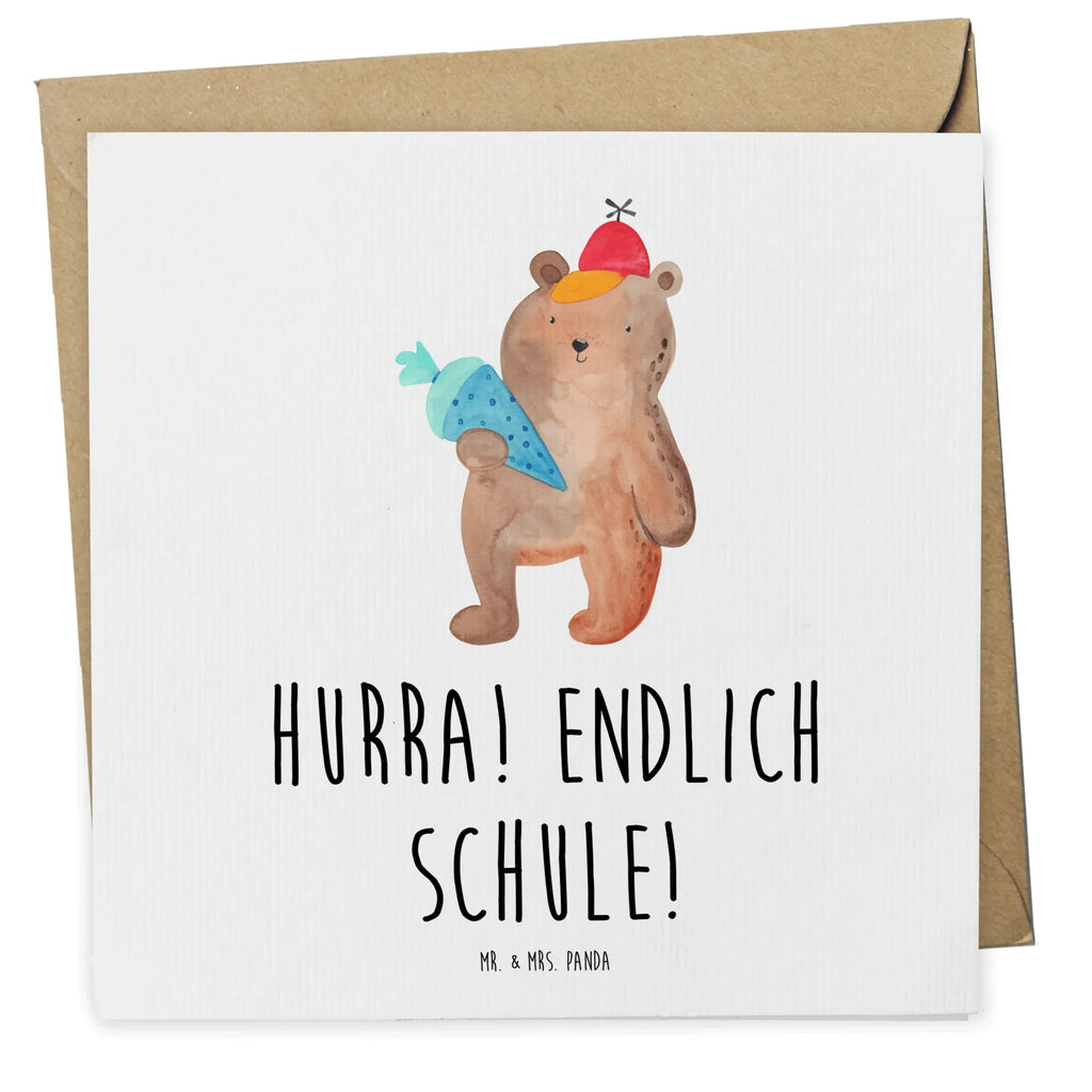 Deluxe Karte Bär Schultüte Karte, Grußkarte, Klappkarte, Einladungskarte, Glückwunschkarte, Hochzeitskarte, Geburtstagskarte, Hochwertige Grußkarte, Hochwertige Klappkarte, Bär, Teddy, Teddybär, Bär Motiv, Schultüte, Erster Schultag Geschenk, Einschulung Geschenk, Schule Geschenk, Grundschule, Schulanfang, Schulbeginn