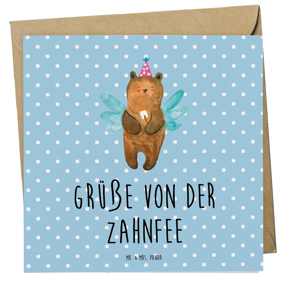 Deluxe Karte Bär Zahnfee Karte, Grußkarte, Klappkarte, Einladungskarte, Glückwunschkarte, Hochzeitskarte, Geburtstagskarte, Hochwertige Grußkarte, Hochwertige Klappkarte, Bär, Teddy, Teddybär, Zahnfee, Fee, Milchzahn, Erster Zahn