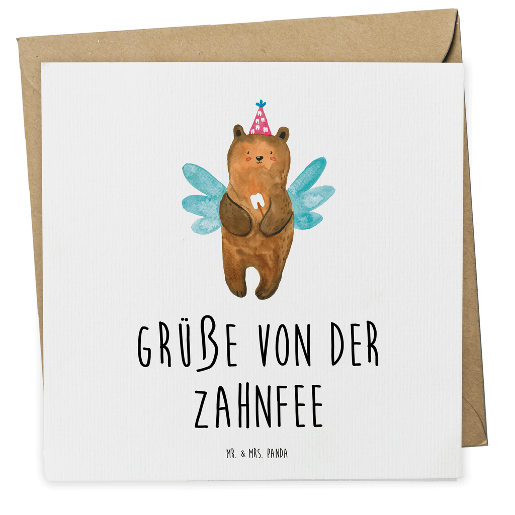 Deluxe Karte Bär Zahnfee Karte, Grußkarte, Klappkarte, Einladungskarte, Glückwunschkarte, Hochzeitskarte, Geburtstagskarte, Hochwertige Grußkarte, Hochwertige Klappkarte, Bär, Teddy, Teddybär, Zahnfee, Fee, Milchzahn, Erster Zahn