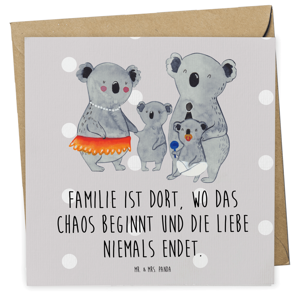 Deluxe Karte Koala Familie Karte, Grußkarte, Klappkarte, Einladungskarte, Glückwunschkarte, Hochzeitskarte, Geburtstagskarte, Hochwertige Grußkarte, Hochwertige Klappkarte, Familie, Vatertag, Muttertag, Bruder, Schwester, Mama, Papa, Oma, Opa, Koala, Koalas, Family, Kinder, Geschwister, Familienleben