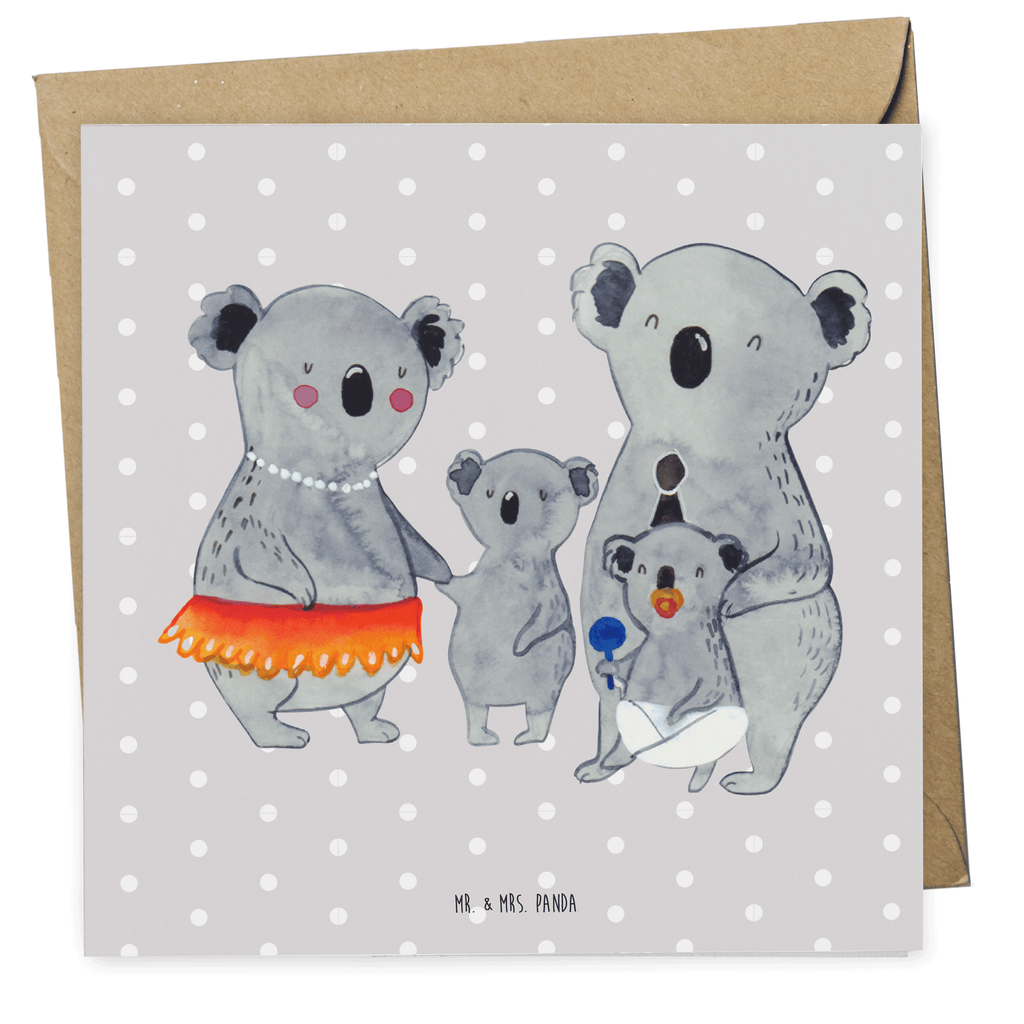 Deluxe Karte Koala Familie Karte, Grußkarte, Klappkarte, Einladungskarte, Glückwunschkarte, Hochzeitskarte, Geburtstagskarte, Hochwertige Grußkarte, Hochwertige Klappkarte, Familie, Vatertag, Muttertag, Bruder, Schwester, Mama, Papa, Oma, Opa, Koala, Koalas, Family, Kinder, Geschwister, Familienleben