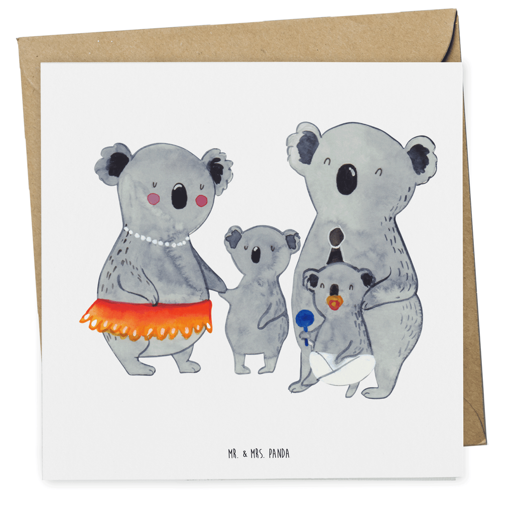 Deluxe Karte Koala Familie Karte, Grußkarte, Klappkarte, Einladungskarte, Glückwunschkarte, Hochzeitskarte, Geburtstagskarte, Hochwertige Grußkarte, Hochwertige Klappkarte, Familie, Vatertag, Muttertag, Bruder, Schwester, Mama, Papa, Oma, Opa, Koala, Koalas, Family, Kinder, Geschwister, Familienleben