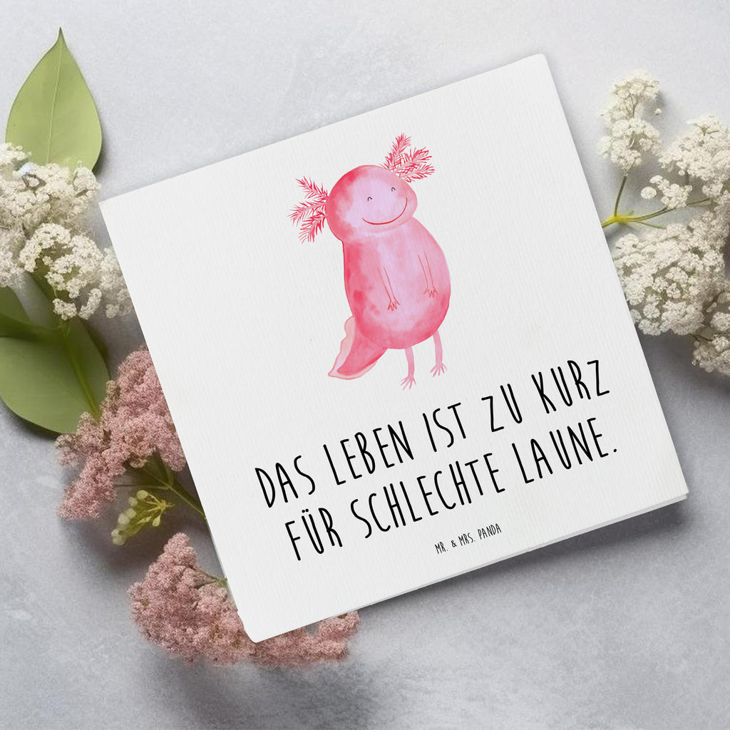 Deluxe Karte Axolotl Glücklich Karte, Grußkarte, Klappkarte, Einladungskarte, Glückwunschkarte, Hochzeitskarte, Geburtstagskarte, Hochwertige Grußkarte, Hochwertige Klappkarte, Axolotl, Molch, Axolot, Schwanzlurch, Lurch, Lurche, Motivation, gute Laune