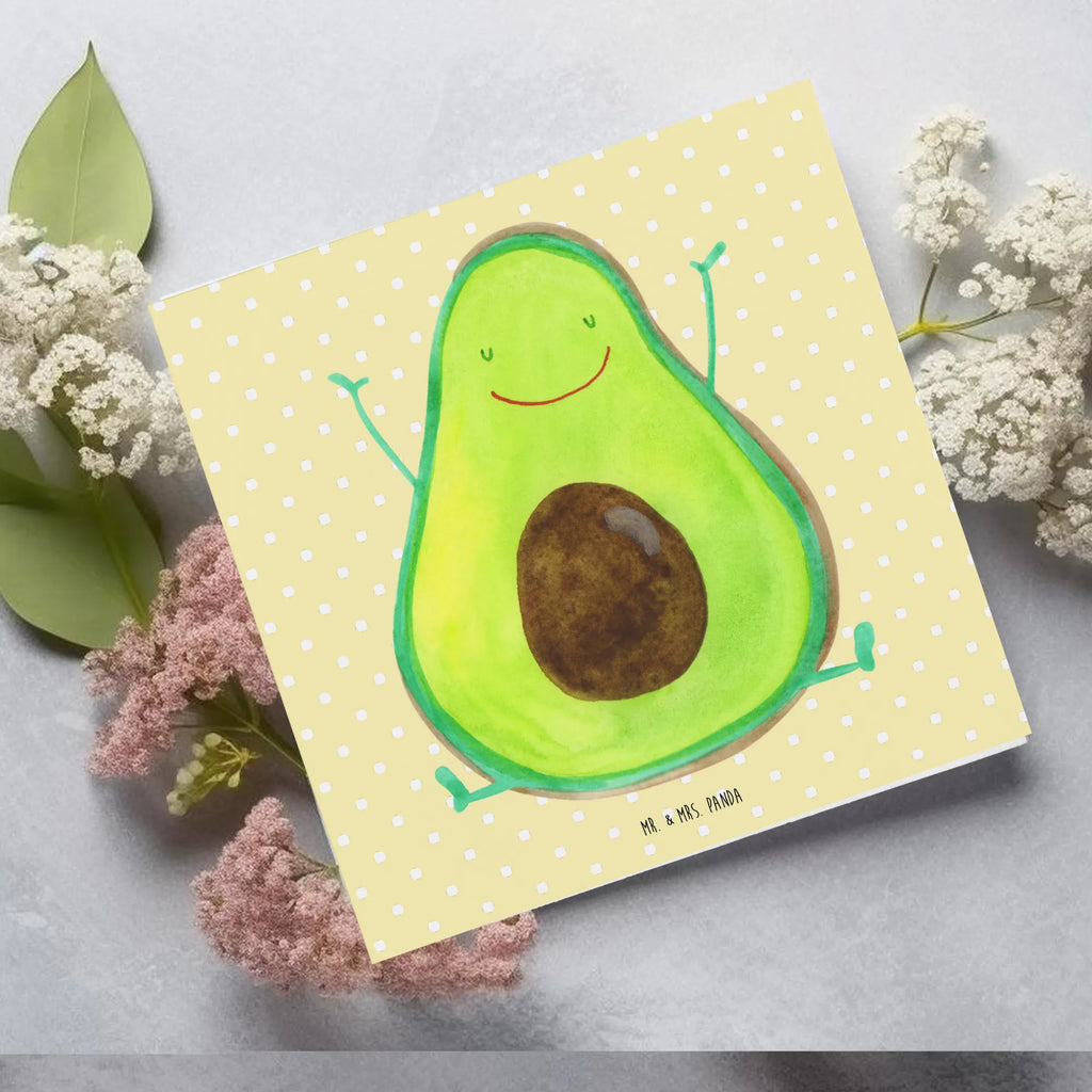 Deluxe Karte Avocado Glücklich Karte, Grußkarte, Klappkarte, Einladungskarte, Glückwunschkarte, Hochzeitskarte, Geburtstagskarte, Hochwertige Grußkarte, Hochwertige Klappkarte, Avocado, Veggie, Vegan, Gesund, Chaos