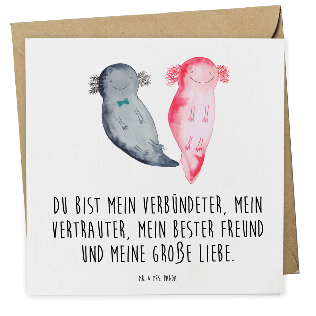 Deluxe Karte Axolotl Freundin Karte, Grußkarte, Klappkarte, Einladungskarte, Glückwunschkarte, Hochzeitskarte, Geburtstagskarte, Hochwertige Grußkarte, Hochwertige Klappkarte, Axolotl, Molch, Axolot, Schwanzlurch, Lurch, Lurche, Liebe, große Liebe, Liebesbeweis, Freund, Verlobter, Ehemann, Jahrestag, Valentinstag