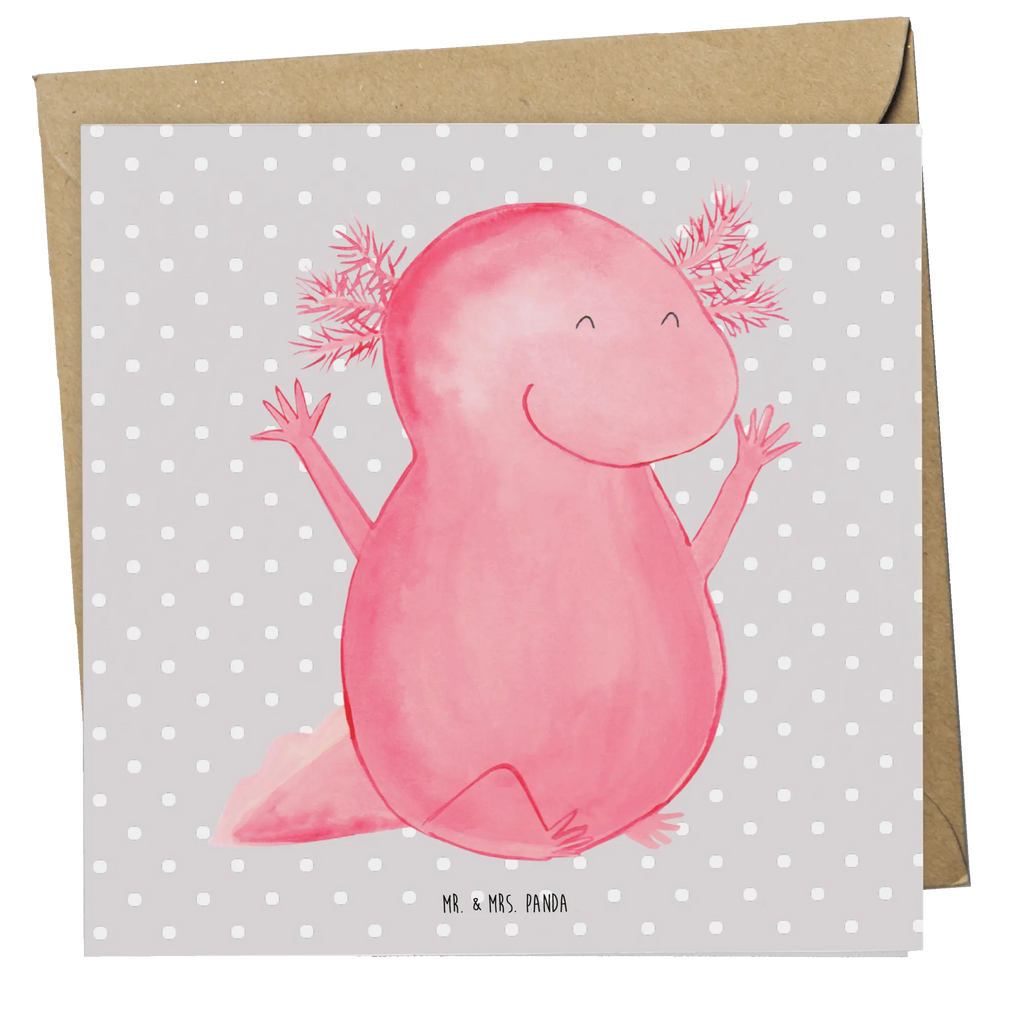 Deluxe Karte Axolotl Hurra Karte, Grußkarte, Klappkarte, Einladungskarte, Glückwunschkarte, Hochzeitskarte, Geburtstagskarte, Hochwertige Grußkarte, Hochwertige Klappkarte, Axolotl, Molch, Axolot, Schwanzlurch, Lurch, Lurche, fröhlich, Spaß, Freude, Motivation, Zufriedenheit