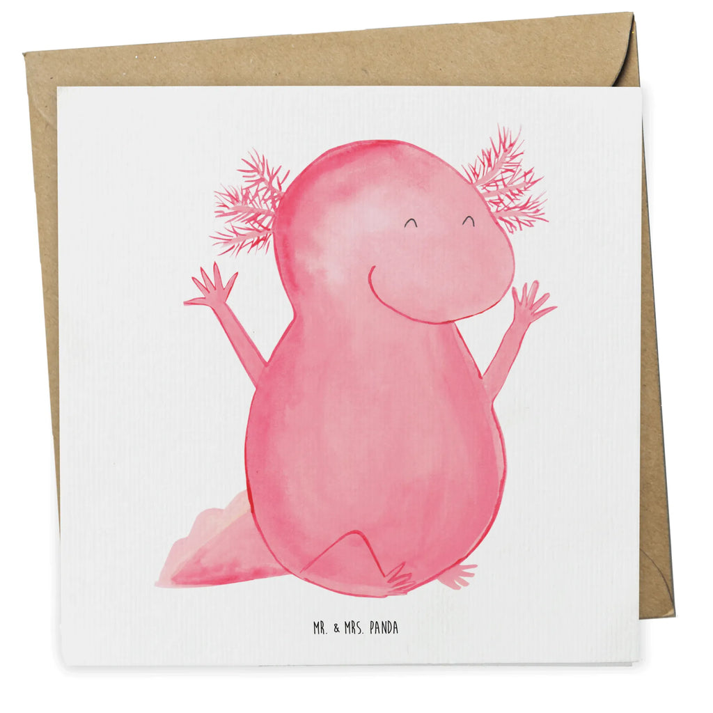 Deluxe Karte Axolotl Hurra Karte, Grußkarte, Klappkarte, Einladungskarte, Glückwunschkarte, Hochzeitskarte, Geburtstagskarte, Hochwertige Grußkarte, Hochwertige Klappkarte, Axolotl, Molch, Axolot, Schwanzlurch, Lurch, Lurche, fröhlich, Spaß, Freude, Motivation, Zufriedenheit