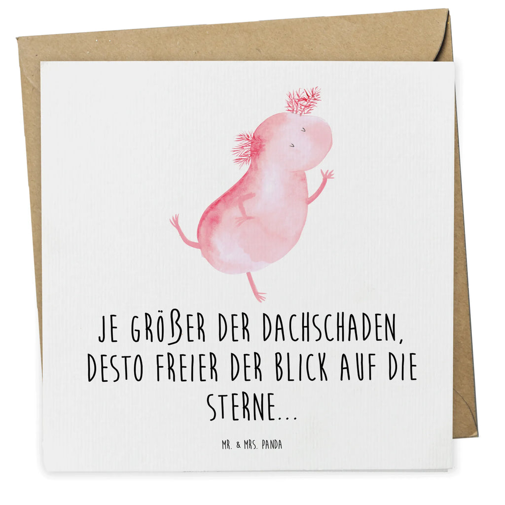 Deluxe Karte Axolotl Tanzen Karte, Grußkarte, Klappkarte, Einladungskarte, Glückwunschkarte, Hochzeitskarte, Geburtstagskarte, Hochwertige Grußkarte, Hochwertige Klappkarte, Axolotl, Molch, Axolot, Schwanzlurch, Lurch, Lurche, Dachschaden, Sterne, verrückt, Freundin, beste Freundin