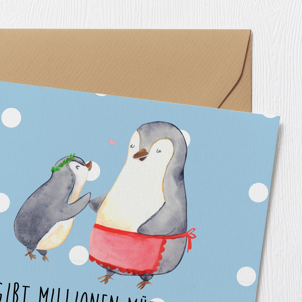 Deluxe Karte Pinguin mit Kind Karte, Grußkarte, Klappkarte, Einladungskarte, Glückwunschkarte, Hochzeitskarte, Geburtstagskarte, Hochwertige Grußkarte, Hochwertige Klappkarte, Familie, Vatertag, Muttertag, Bruder, Schwester, Mama, Papa, Oma, Opa, Geschenk, Mami, Mutti, Mutter, Geburststag