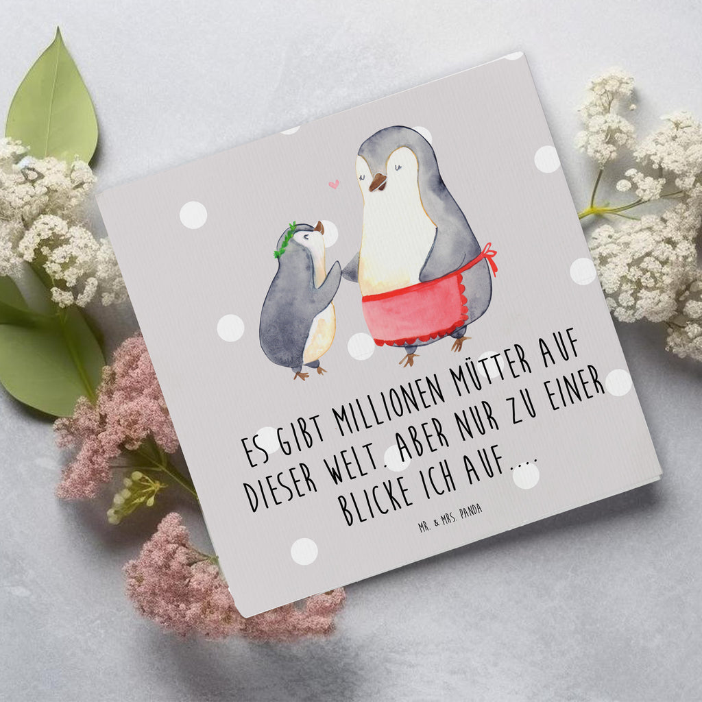 Deluxe Karte Pinguin mit Kind Karte, Grußkarte, Klappkarte, Einladungskarte, Glückwunschkarte, Hochzeitskarte, Geburtstagskarte, Hochwertige Grußkarte, Hochwertige Klappkarte, Familie, Vatertag, Muttertag, Bruder, Schwester, Mama, Papa, Oma, Opa, Geschenk, Mami, Mutti, Mutter, Geburststag