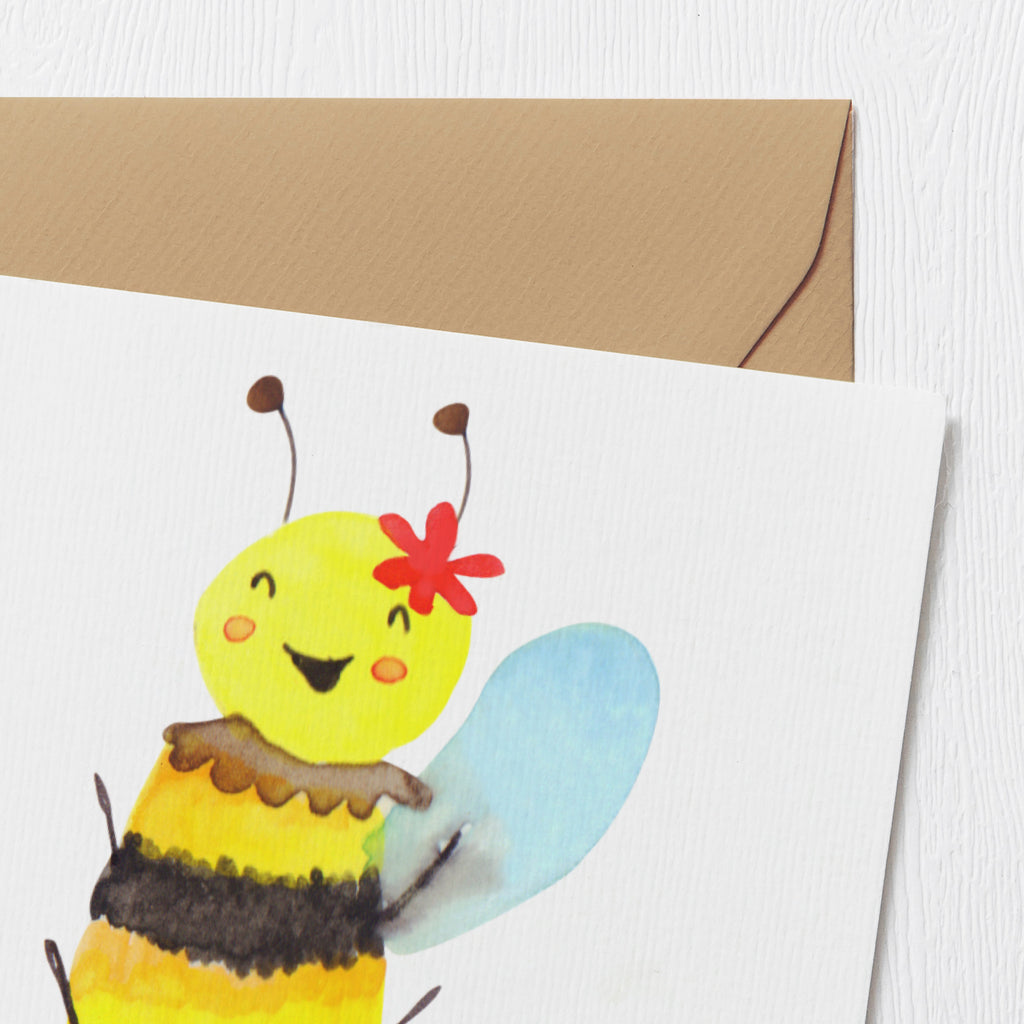 Deluxe Karte Biene Happy Karte, Grußkarte, Klappkarte, Einladungskarte, Glückwunschkarte, Hochzeitskarte, Geburtstagskarte, Hochwertige Grußkarte, Hochwertige Klappkarte, Biene, Wespe, Hummel