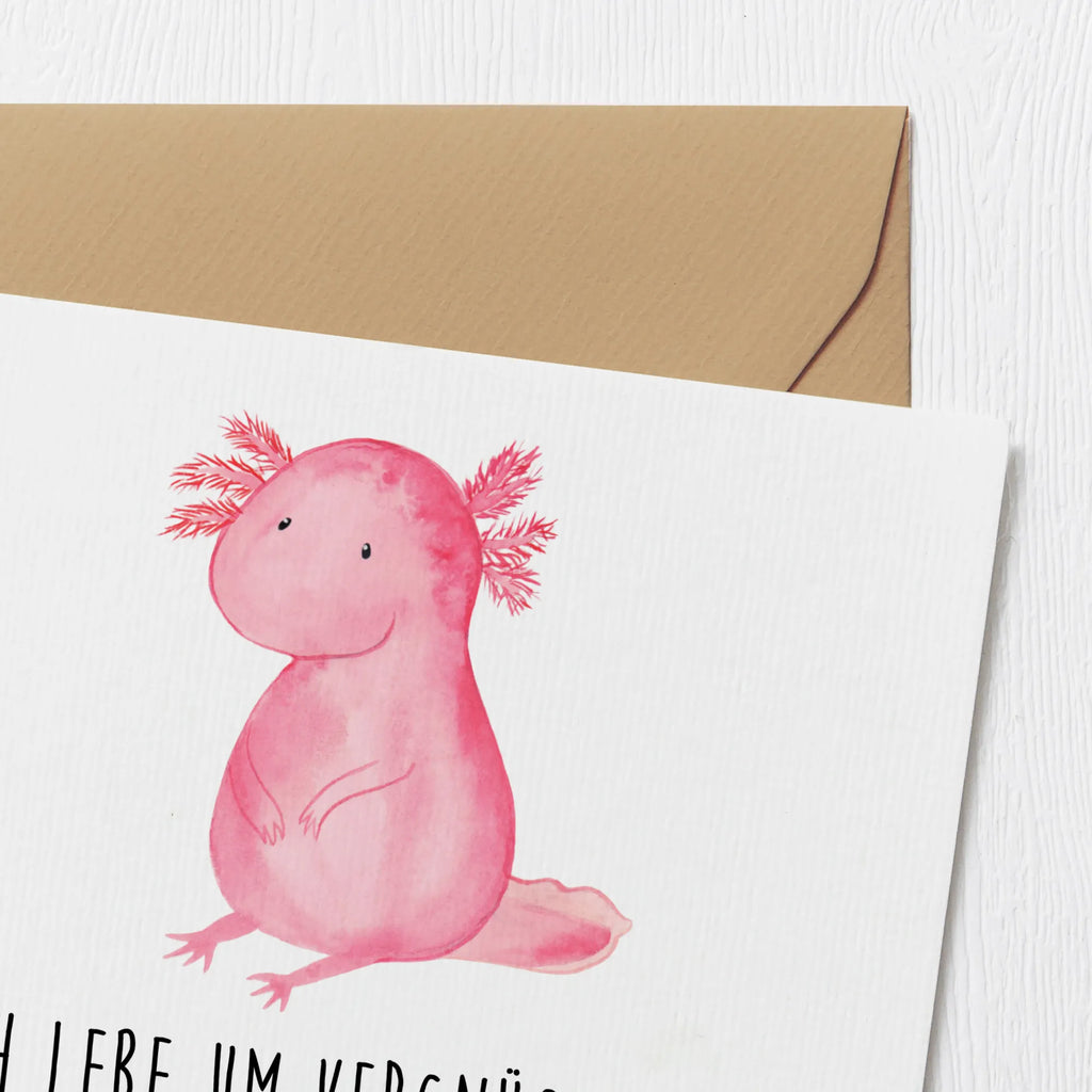 Deluxe Karte Axolotl null Karte, Grußkarte, Klappkarte, Einladungskarte, Glückwunschkarte, Hochzeitskarte, Geburtstagskarte, Hochwertige Grußkarte, Hochwertige Klappkarte, Axolotl, Molch, Axolot, vergnügt, fröhlich, zufrieden, Lebensstil, Weisheit, Lebensweisheit, Liebe, Freundin