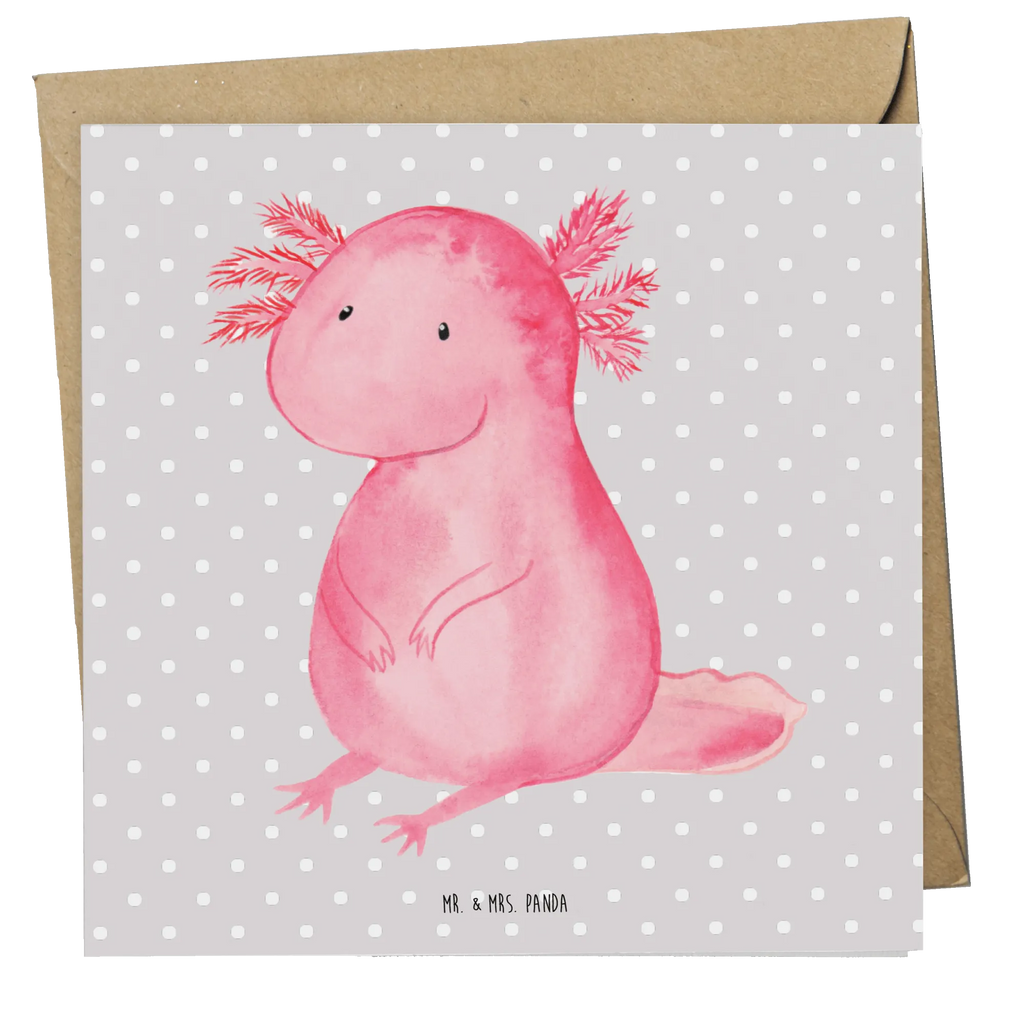 Deluxe Karte Axolotl null Karte, Grußkarte, Klappkarte, Einladungskarte, Glückwunschkarte, Hochzeitskarte, Geburtstagskarte, Hochwertige Grußkarte, Hochwertige Klappkarte, Axolotl, Molch, Axolot, vergnügt, fröhlich, zufrieden, Lebensstil, Weisheit, Lebensweisheit, Liebe, Freundin