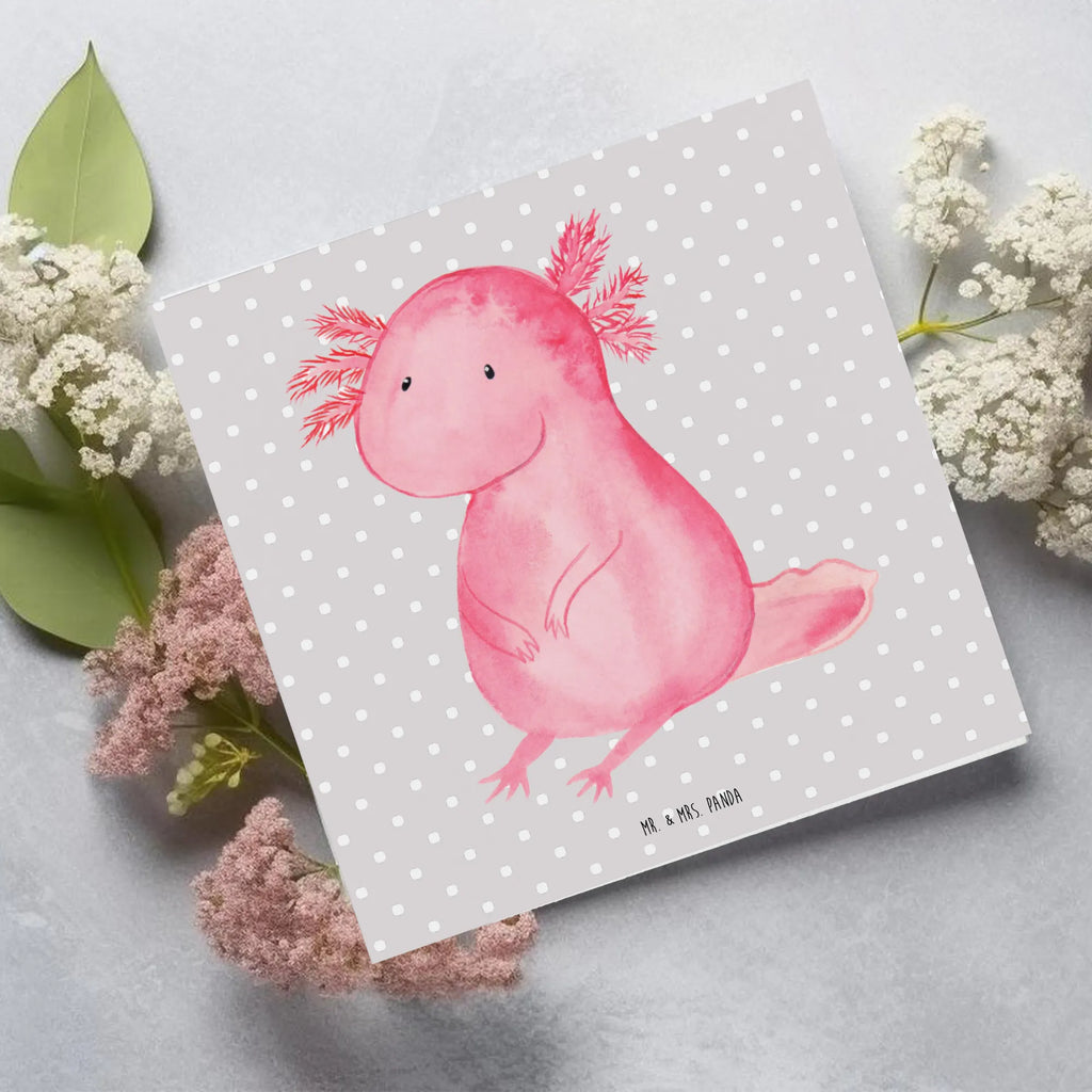 Deluxe Karte Axolotl null Karte, Grußkarte, Klappkarte, Einladungskarte, Glückwunschkarte, Hochzeitskarte, Geburtstagskarte, Hochwertige Grußkarte, Hochwertige Klappkarte, Axolotl, Molch, Axolot, vergnügt, fröhlich, zufrieden, Lebensstil, Weisheit, Lebensweisheit, Liebe, Freundin