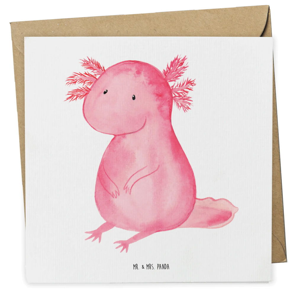 Deluxe Karte Axolotl null Karte, Grußkarte, Klappkarte, Einladungskarte, Glückwunschkarte, Hochzeitskarte, Geburtstagskarte, Hochwertige Grußkarte, Hochwertige Klappkarte, Axolotl, Molch, Axolot, vergnügt, fröhlich, zufrieden, Lebensstil, Weisheit, Lebensweisheit, Liebe, Freundin