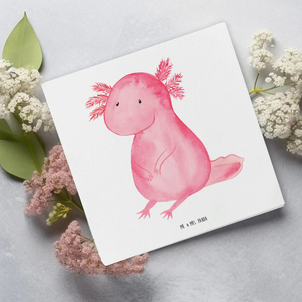 Deluxe Karte Axolotl null Karte, Grußkarte, Klappkarte, Einladungskarte, Glückwunschkarte, Hochzeitskarte, Geburtstagskarte, Hochwertige Grußkarte, Hochwertige Klappkarte, Axolotl, Molch, Axolot, vergnügt, fröhlich, zufrieden, Lebensstil, Weisheit, Lebensweisheit, Liebe, Freundin