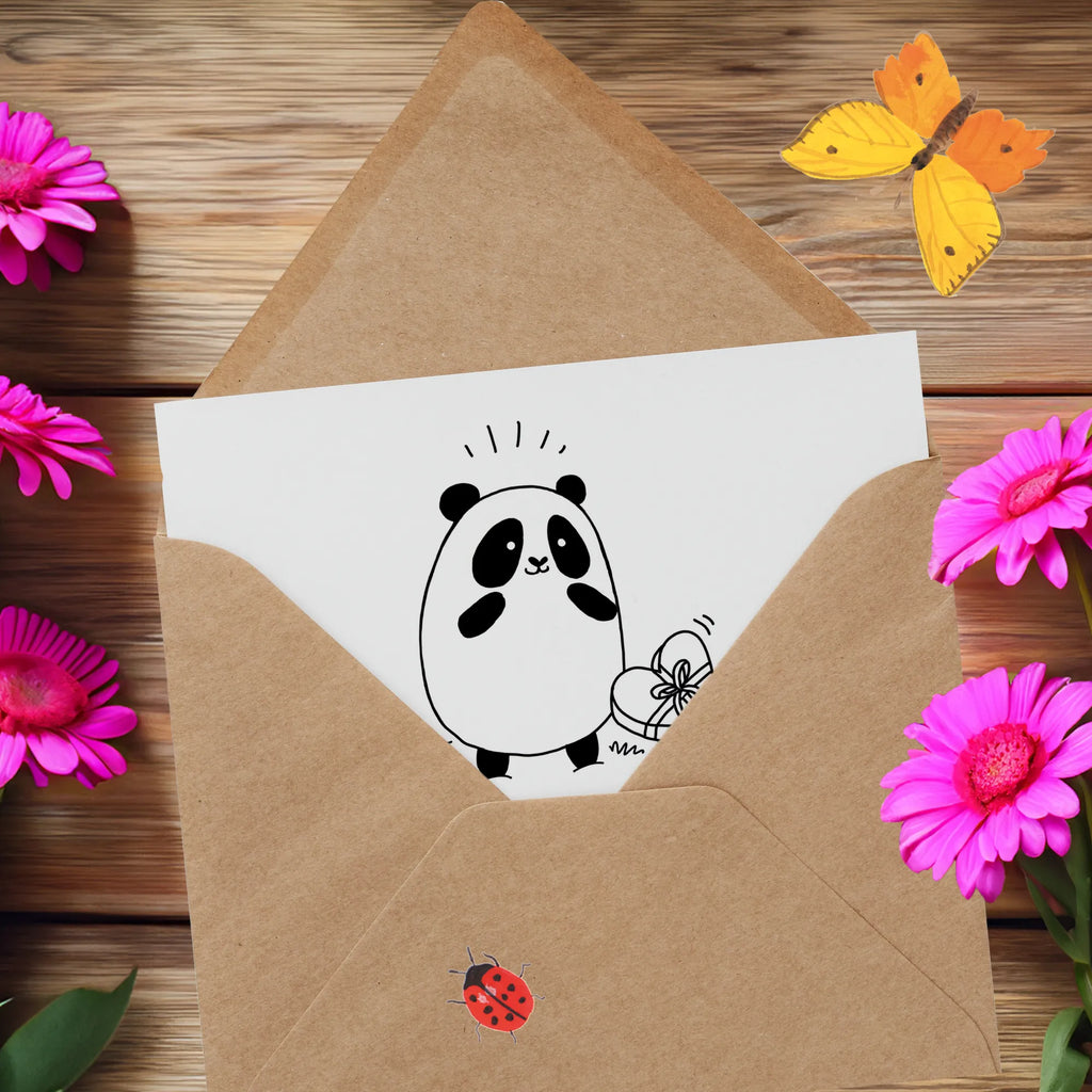 Deluxe Karte Panda Dankeschön Karte, Grußkarte, Klappkarte, Einladungskarte, Glückwunschkarte, Hochzeitskarte, Geburtstagskarte, Hochwertige Grußkarte, Hochwertige Klappkarte