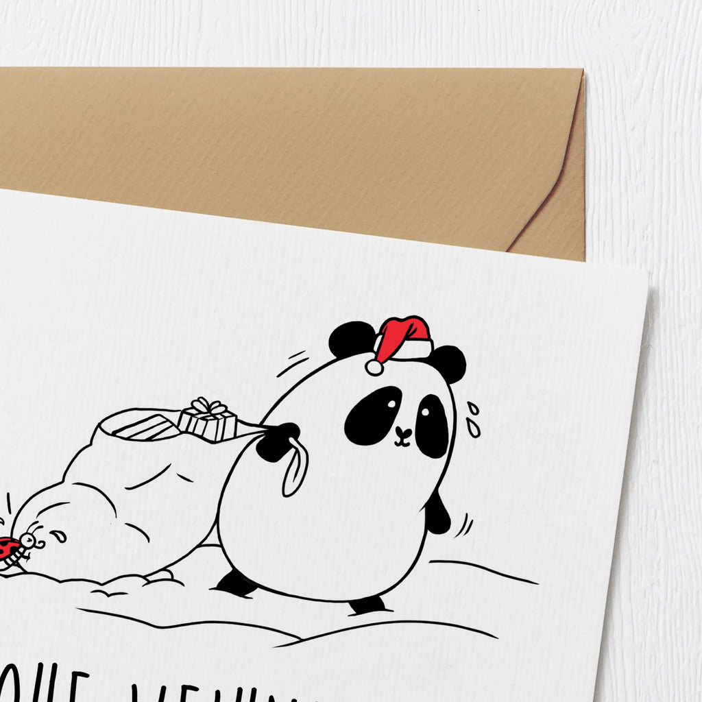 Deluxe Karte Panda Weihnachten Karte, Grußkarte, Klappkarte, Einladungskarte, Glückwunschkarte, Hochzeitskarte, Geburtstagskarte, Hochwertige Grußkarte, Hochwertige Klappkarte