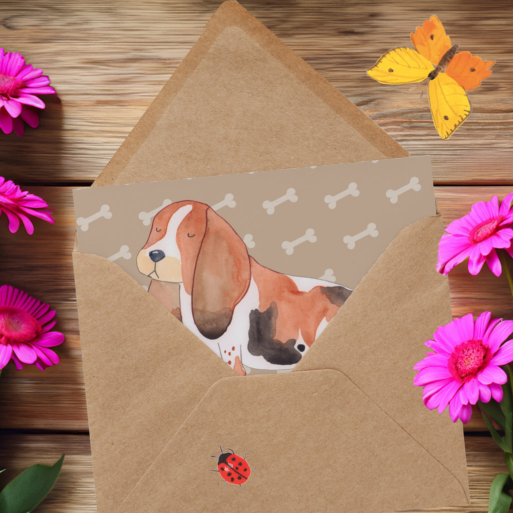 Deluxe Karte Hund Basset Hound Karte, Grußkarte, Klappkarte, Einladungskarte, Glückwunschkarte, Hochzeitskarte, Geburtstagskarte, Hochwertige Grußkarte, Hochwertige Klappkarte, Hund, Hundemotiv, Haustier, Hunderasse, Tierliebhaber, Hundebesitzer, Sprüche, Basset Hound, Basset, Hundeliebe, kinderlos