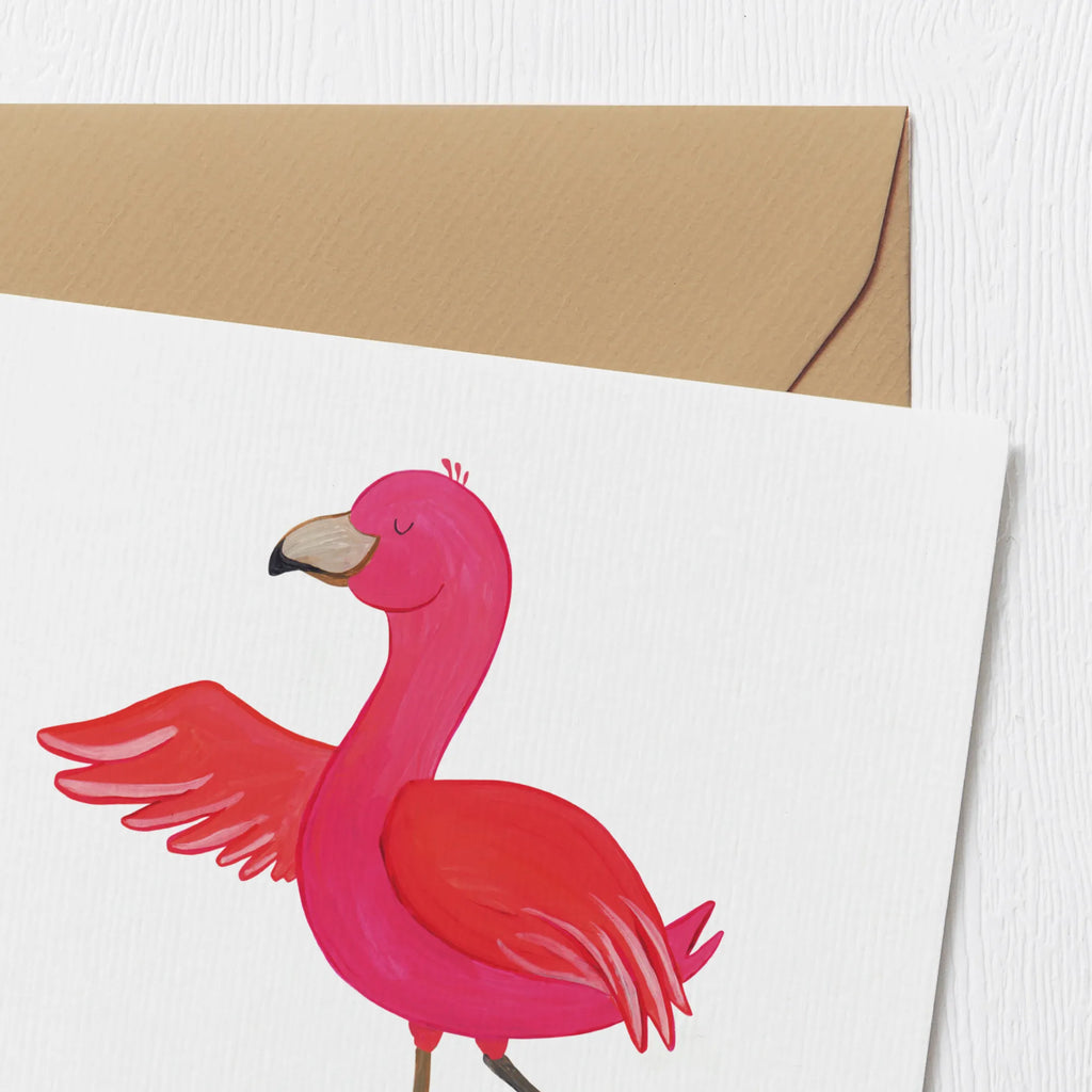 Deluxe Karte Flamingo Yoga Karte, Grußkarte, Klappkarte, Einladungskarte, Glückwunschkarte, Hochzeitskarte, Geburtstagskarte, Hochwertige Grußkarte, Hochwertige Klappkarte, Flamingo, Vogel, Yoga, Namaste, Achtsamkeit, Yoga-Übung, Entspannung, Ärger, Aufregen, Tiefenentspannung