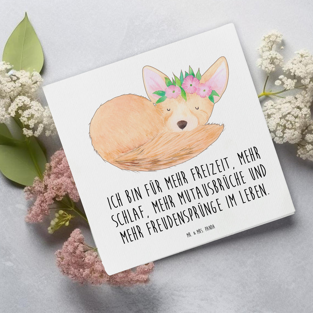 Deluxe Karte Wüstenfuchs Blumen Karte, Grußkarte, Klappkarte, Einladungskarte, Glückwunschkarte, Hochzeitskarte, Geburtstagskarte, Hochwertige Grußkarte, Hochwertige Klappkarte, Afrika, Wildtiere, Wüste, Wüstenfuchs, Blumen, Blumenkranz, Glücklich