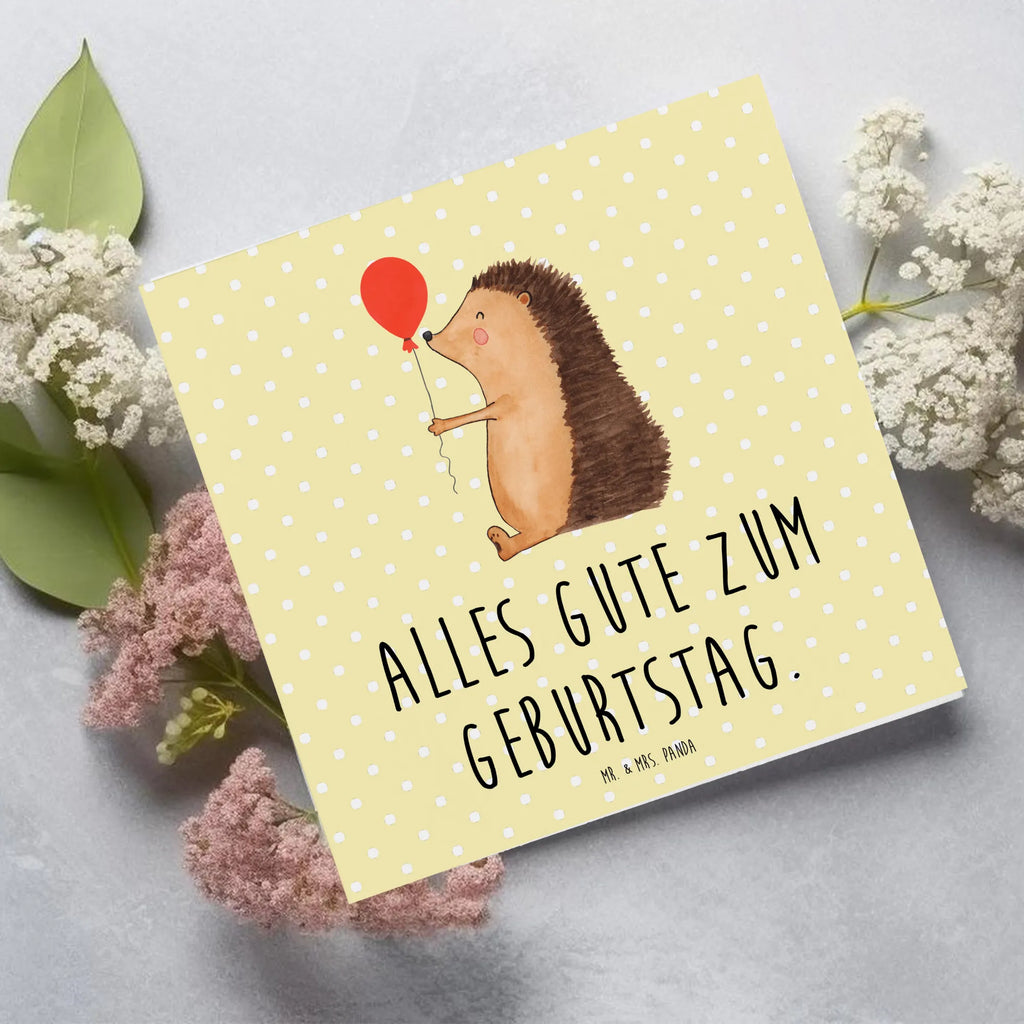 Deluxe Karte Igel Luftballon Karte, Grußkarte, Klappkarte, Einladungskarte, Glückwunschkarte, Hochzeitskarte, Geburtstagskarte, Hochwertige Grußkarte, Hochwertige Klappkarte, Tiermotive, Gute Laune, lustige Sprüche, Tiere, Igel, Geburtstag, Herzlichen Glückwunsch, Glückwunsch, Geburtstagskind, Ballon, Happy Birthday