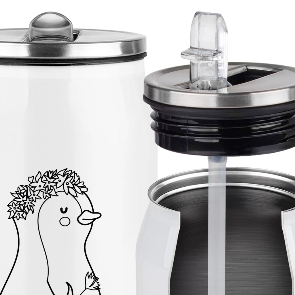 Getränkedosen Trinkflasche Pinguin Blumen Getränkedose, Trinkflasche, Pinguin, Pinguine, Blumenkranz, Universum, Leben, Wünsche, Ziele, Lebensziele, Motivation, Lebenslust, Liebeskummer, Geschenkidee