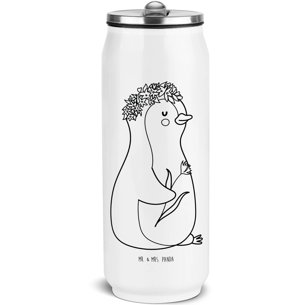 Getränkedosen Trinkflasche Pinguin Blumen Getränkedose, Trinkflasche, Pinguin, Pinguine, Blumenkranz, Universum, Leben, Wünsche, Ziele, Lebensziele, Motivation, Lebenslust, Liebeskummer, Geschenkidee