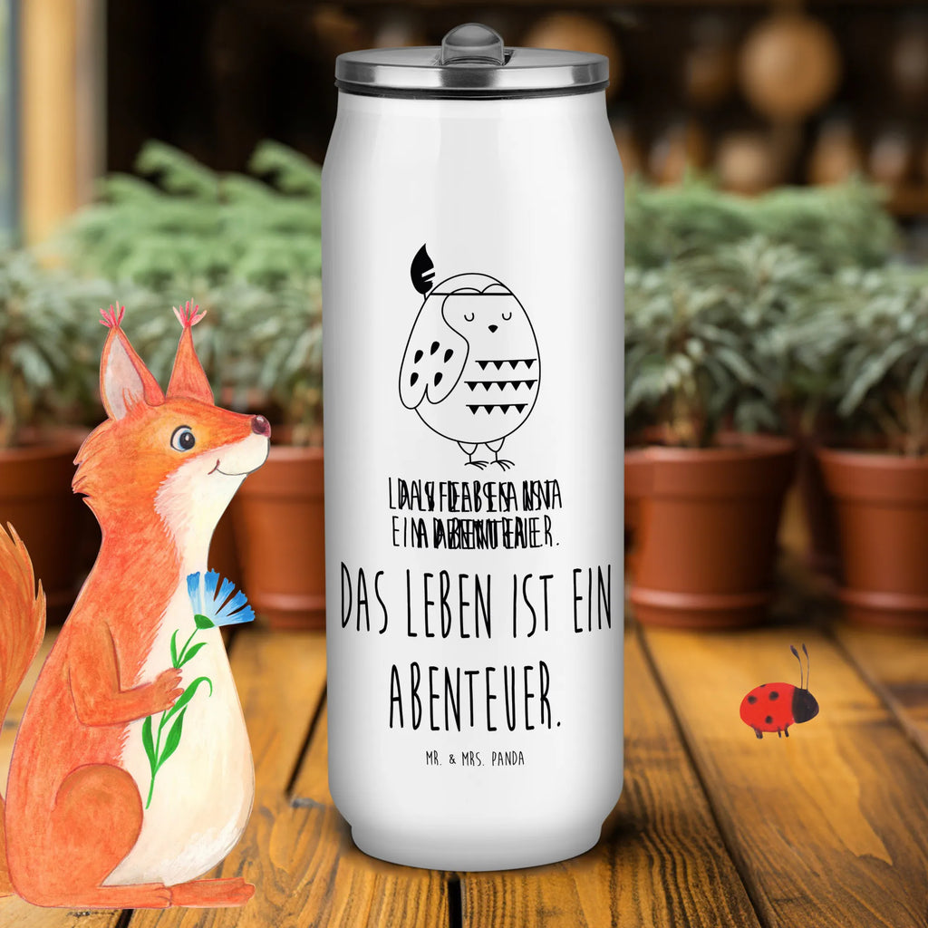 Getränkedosen Trinkflasche Eule Federschmuck Getränkedose, Trinkflasche, Eule, Eule Deko, Owl, Das Leben ist ein Abenteuer, Reisespruch, Federschmuck, Dekoration