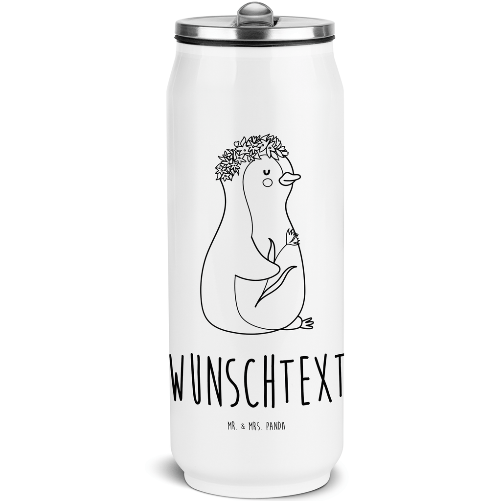 Personalisierte Getränkedosen Trinkflasche Pinguin Blumen Personalisierte Getränkedose, Personalisierte Trinkflasche, Trinkflasche mit Namen, Pinguin, Pinguine, Blumenkranz, Universum, Leben, Wünsche, Ziele, Lebensziele, Motivation, Lebenslust, Liebeskummer, Geschenkidee