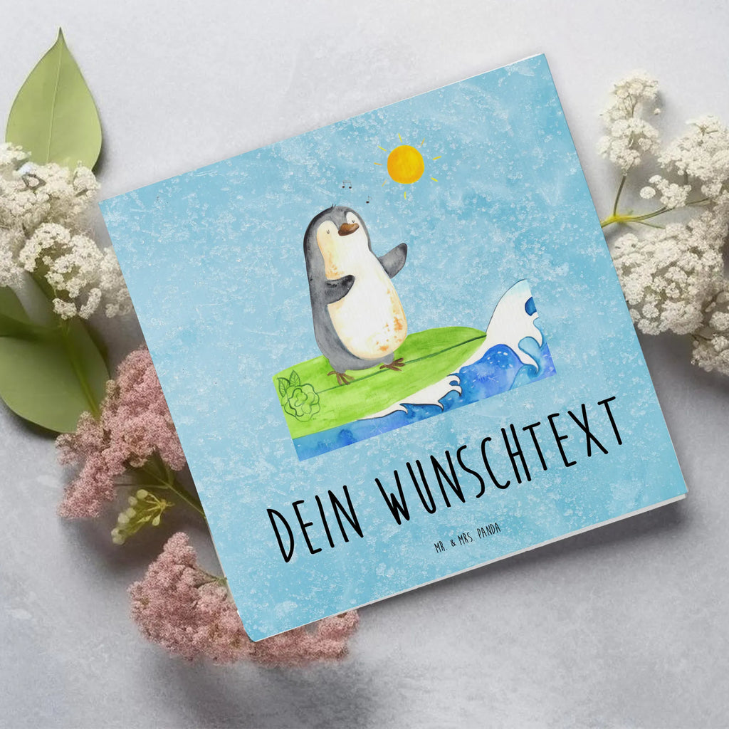 Personalisierte Deluxe Karte Pinguin Surfer Personalisierte Grußkarte, Personalisiertere Klappkarte, Personalisierte Einladungskarte, Personalisierte Glückwunschkarte, Personalisierte Hochzeitskarte, Personalisierte Geburtstagskarte, Grußkarte mit Namen, Grußkarte selber drucken, Grußkarte selbst gestalten, Grußkarte mit persönlichen Nachrichten, Grußkarte als Geldgeschenk, Grußkarten personalisiert, Personalisierte Karte, Pinguin, Pinguine, surfen, Surfer, Hawaii, Urlaub, Wellen, Wellen reiten, Portugal