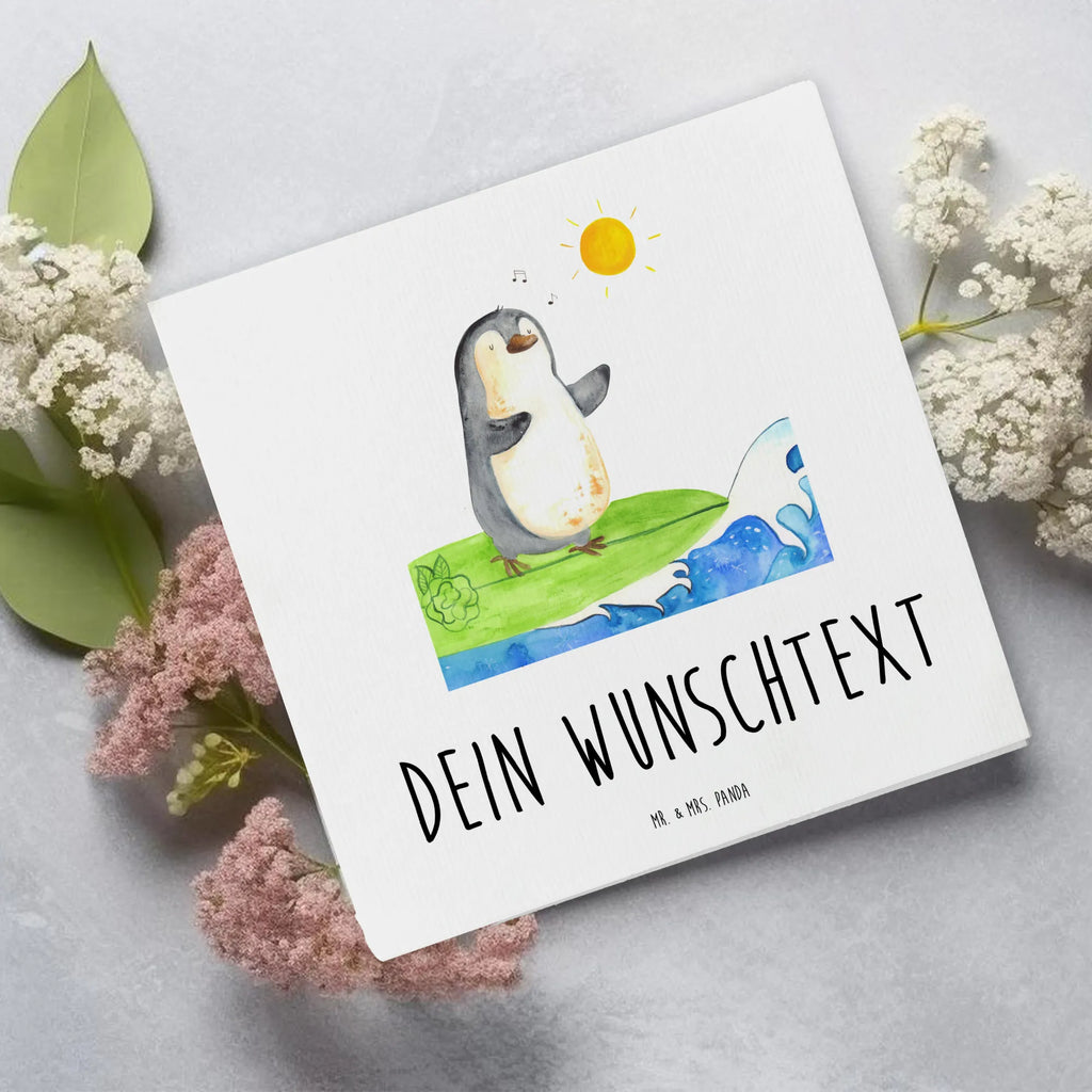 Personalisierte Deluxe Karte Pinguin Surfer Personalisierte Grußkarte, Personalisiertere Klappkarte, Personalisierte Einladungskarte, Personalisierte Glückwunschkarte, Personalisierte Hochzeitskarte, Personalisierte Geburtstagskarte, Grußkarte mit Namen, Grußkarte selber drucken, Grußkarte selbst gestalten, Grußkarte mit persönlichen Nachrichten, Grußkarte als Geldgeschenk, Grußkarten personalisiert, Personalisierte Karte, Pinguin, Pinguine, surfen, Surfer, Hawaii, Urlaub, Wellen, Wellen reiten, Portugal