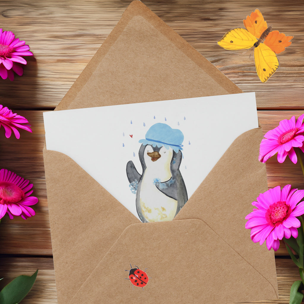 Personalisierte Deluxe Karte Pinguin Duschen Personalisierte Grußkarte, Personalisiertere Klappkarte, Personalisierte Einladungskarte, Personalisierte Glückwunschkarte, Personalisierte Hochzeitskarte, Personalisierte Geburtstagskarte, Grußkarte mit Namen, Grußkarte selber drucken, Grußkarte selbst gestalten, Grußkarte mit persönlichen Nachrichten, Grußkarte als Geldgeschenk, Grußkarten personalisiert, Personalisierte Karte, Pinguin, Pinguine, Dusche, duschen, Lebensmotto, Motivation, Neustart, Neuanfang, glücklich sein