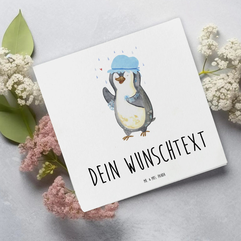 Personalisierte Deluxe Karte Pinguin Duschen Personalisierte Grußkarte, Personalisiertere Klappkarte, Personalisierte Einladungskarte, Personalisierte Glückwunschkarte, Personalisierte Hochzeitskarte, Personalisierte Geburtstagskarte, Grußkarte mit Namen, Grußkarte selber drucken, Grußkarte selbst gestalten, Grußkarte mit persönlichen Nachrichten, Grußkarte als Geldgeschenk, Grußkarten personalisiert, Personalisierte Karte, Pinguin, Pinguine, Dusche, duschen, Lebensmotto, Motivation, Neustart, Neuanfang, glücklich sein