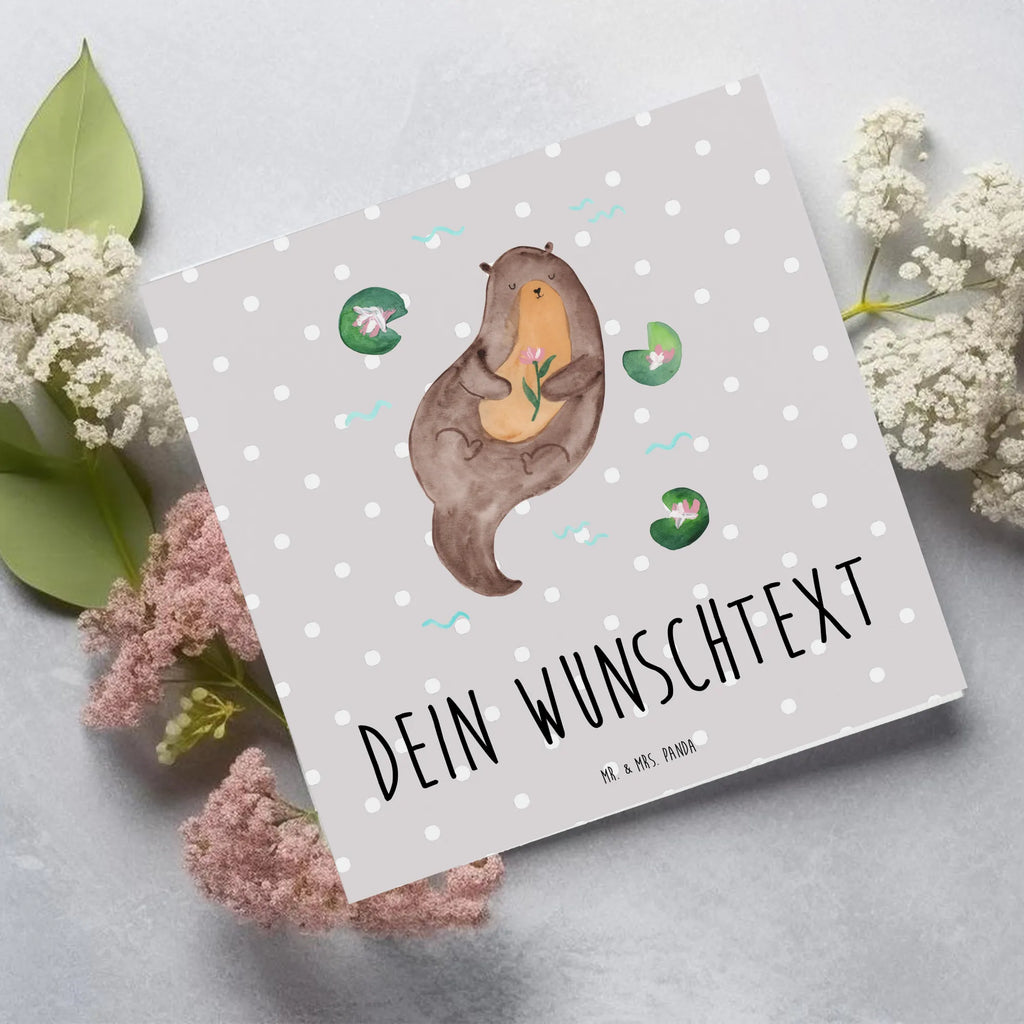 Personalisierte Deluxe Karte Otter Seerose Personalisierte Grußkarte, Personalisiertere Klappkarte, Personalisierte Einladungskarte, Personalisierte Glückwunschkarte, Personalisierte Hochzeitskarte, Personalisierte Geburtstagskarte, Grußkarte mit Namen, Grußkarte selber drucken, Grußkarte selbst gestalten, Grußkarte mit persönlichen Nachrichten, Grußkarte als Geldgeschenk, Grußkarten personalisiert, Personalisierte Karte, Otter, Fischotter, Seeotter, Otter Seeotter See Otter