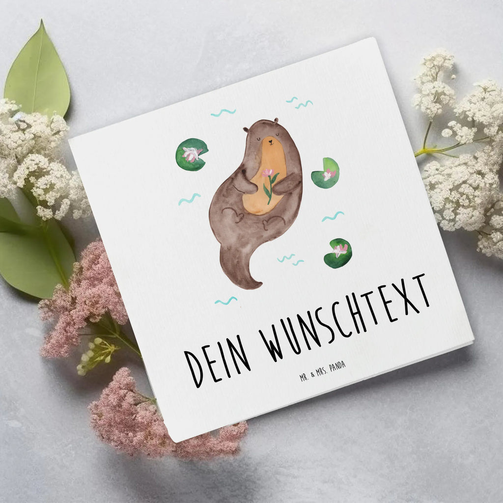 Personalisierte Deluxe Karte Otter Seerose Personalisierte Grußkarte, Personalisiertere Klappkarte, Personalisierte Einladungskarte, Personalisierte Glückwunschkarte, Personalisierte Hochzeitskarte, Personalisierte Geburtstagskarte, Grußkarte mit Namen, Grußkarte selber drucken, Grußkarte selbst gestalten, Grußkarte mit persönlichen Nachrichten, Grußkarte als Geldgeschenk, Grußkarten personalisiert, Personalisierte Karte, Otter, Fischotter, Seeotter, Otter Seeotter See Otter