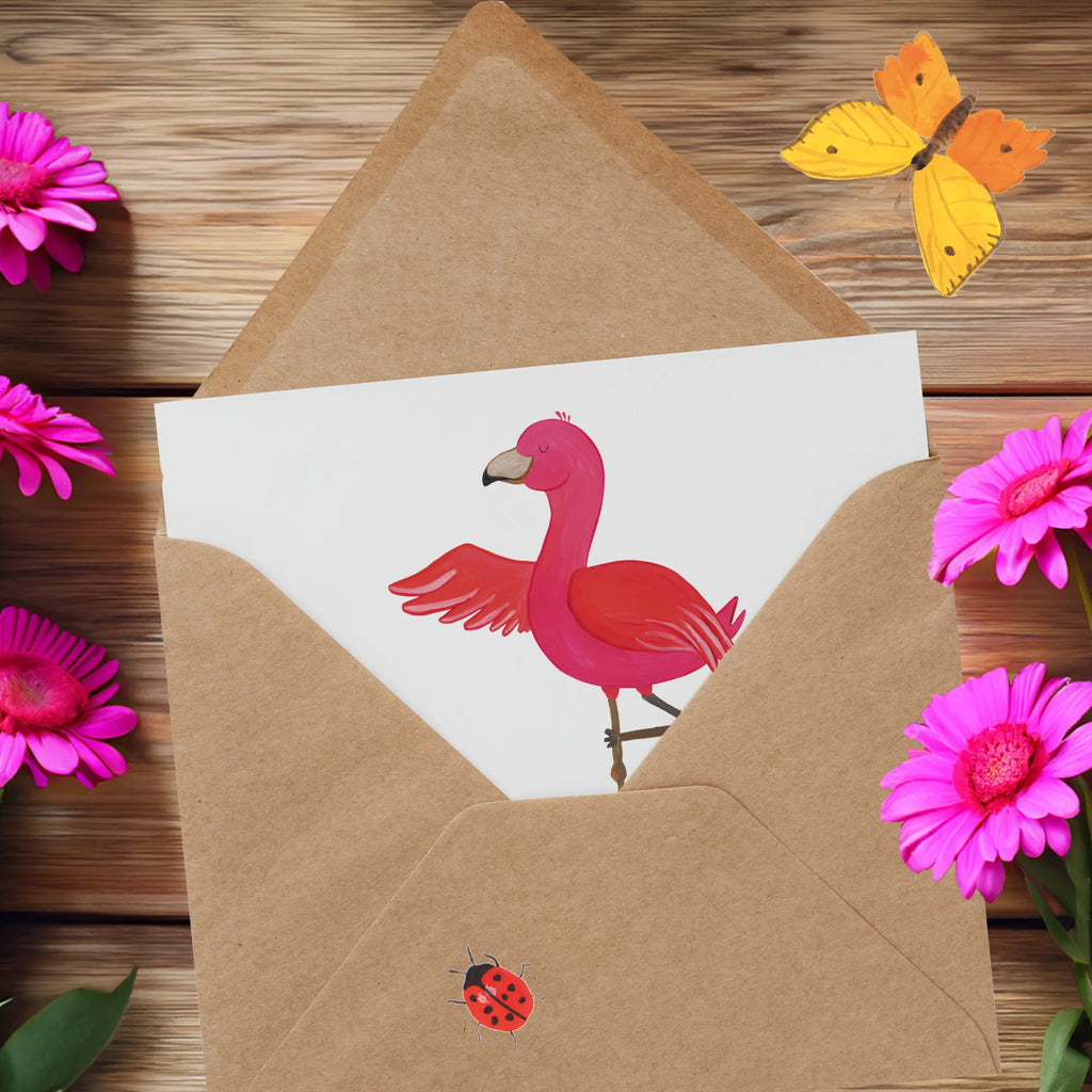 Personalisierte Deluxe Karte Flamingo Yoga Personalisierte Grußkarte, Personalisiertere Klappkarte, Personalisierte Einladungskarte, Personalisierte Glückwunschkarte, Personalisierte Hochzeitskarte, Personalisierte Geburtstagskarte, Grußkarte mit Namen, Grußkarte selber drucken, Grußkarte selbst gestalten, Grußkarte mit persönlichen Nachrichten, Grußkarte als Geldgeschenk, Grußkarten personalisiert, Personalisierte Karte, Flamingo, Vogel, Yoga, Namaste, Achtsamkeit, Yoga-Übung, Entspannung, Ärger, Aufregen, Tiefenentspannung