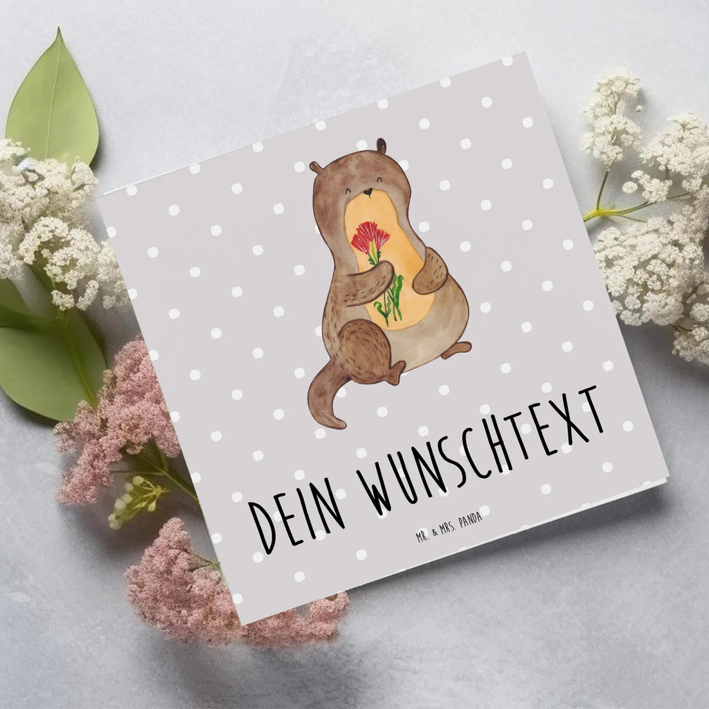 Personalisierte Deluxe Karte Otter Blumenstrauß Personalisierte Grußkarte, Personalisiertere Klappkarte, Personalisierte Einladungskarte, Personalisierte Glückwunschkarte, Personalisierte Hochzeitskarte, Personalisierte Geburtstagskarte, Grußkarte mit Namen, Grußkarte selber drucken, Grußkarte selbst gestalten, Grußkarte mit persönlichen Nachrichten, Grußkarte als Geldgeschenk, Grußkarten personalisiert, Personalisierte Karte, Otter, Fischotter, Seeotter, Otter Seeotter See Otter