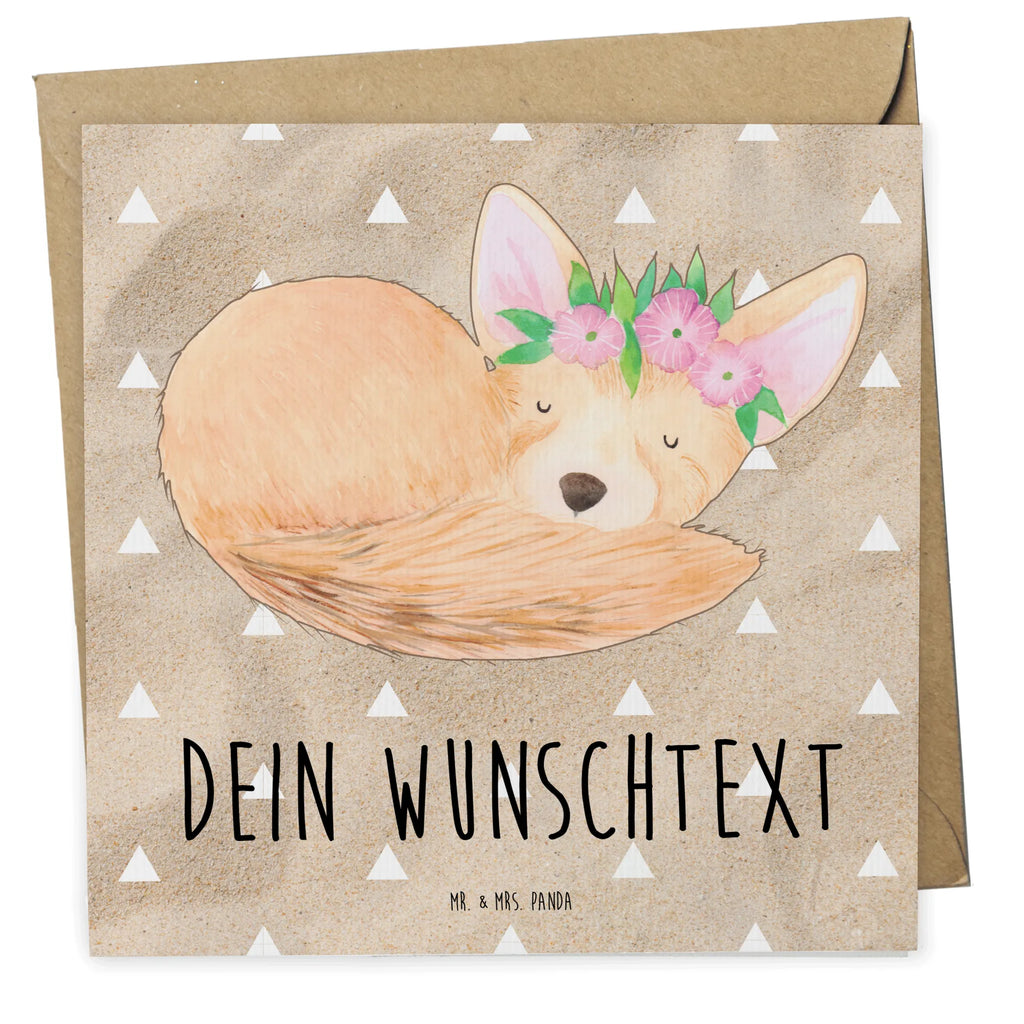 Personalisierte Deluxe Karte Wüstenfuchs Blumen Personalisierte Grußkarte, Personalisiertere Klappkarte, Personalisierte Einladungskarte, Personalisierte Glückwunschkarte, Personalisierte Hochzeitskarte, Personalisierte Geburtstagskarte, Grußkarte mit Namen, Grußkarte selber drucken, Grußkarte selbst gestalten, Grußkarte mit persönlichen Nachrichten, Grußkarte als Geldgeschenk, Grußkarten personalisiert, Personalisierte Karte, Afrika, Wildtiere, Wüste, Wüstenfuchs, Blumen, Blumenkranz, Glücklich