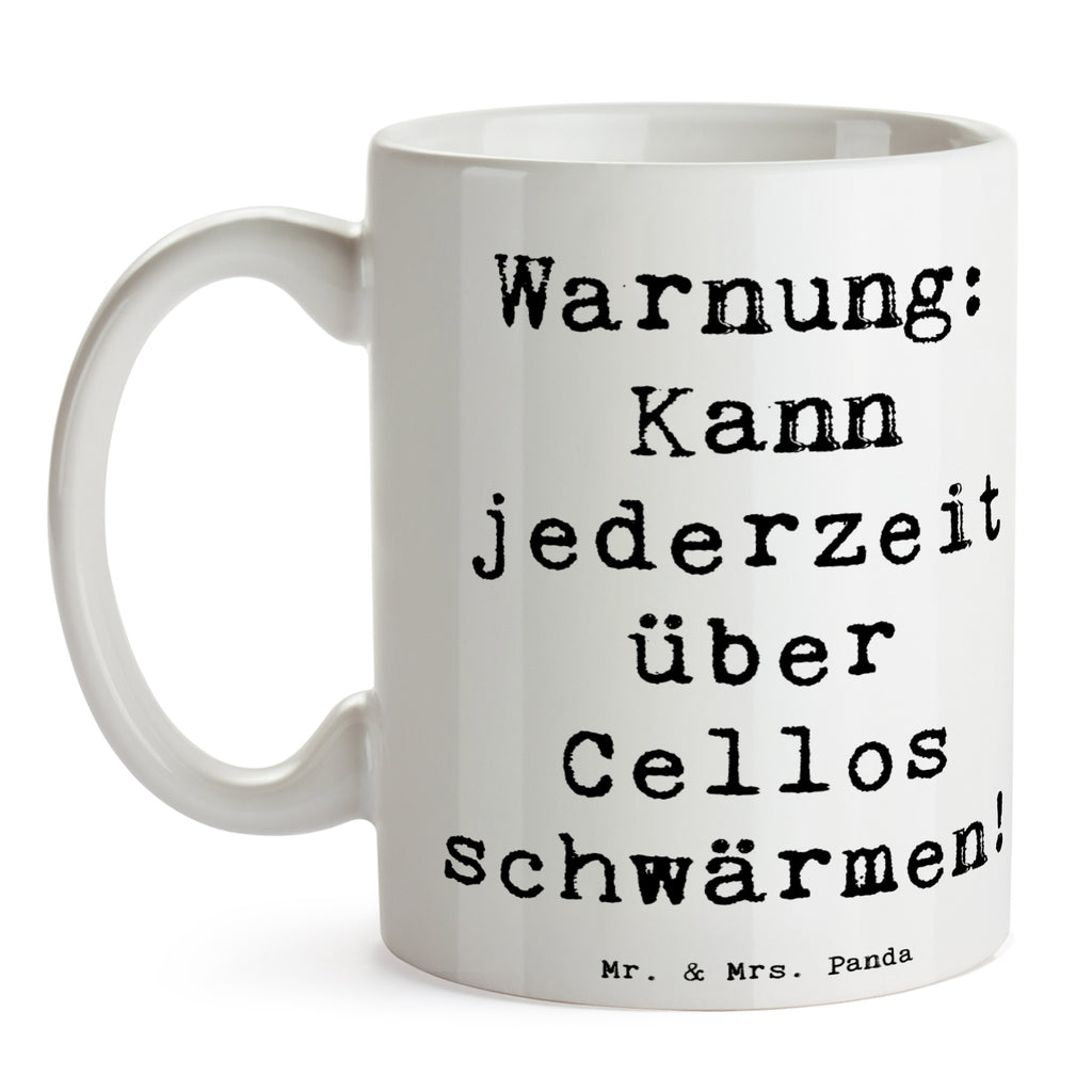 Tasse Warnung: Kann jederzeit über Cellos schwärmen - Cello Begeisterung Tasse, Kaffeetasse, Teetasse, Becher, Kaffeebecher, Teebecher, Keramiktasse, Porzellantasse, Büro Tasse, Geschenk Tasse, Tasse Sprüche, Tasse Motive, Instrumente, Geschenke Musiker, Musikliebhaber