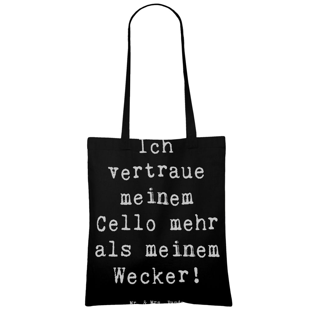 Tragetasche Ich vertraue meinem Cello mehr als meinem Wecker - Cello Humor Beuteltasche, Beutel, Einkaufstasche, Jutebeutel, Stoffbeutel, Tasche, Shopper, Umhängetasche, Strandtasche, Schultertasche, Stofftasche, Tragetasche, Badetasche, Jutetasche, Einkaufstüte, Laptoptasche, Instrumente, Geschenke Musiker, Musikliebhaber