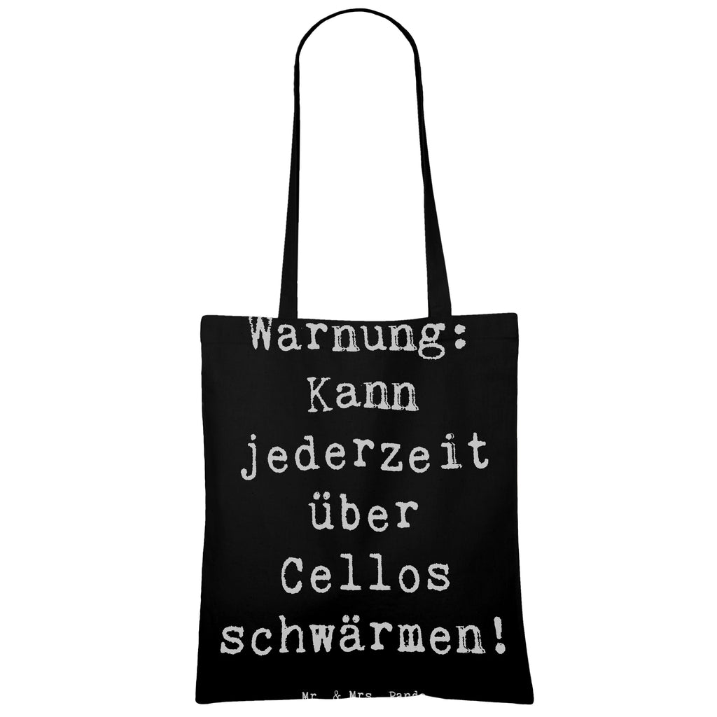 Tragetasche Warnung: Kann jederzeit über Cellos schwärmen - Cello Begeisterung Beuteltasche, Beutel, Einkaufstasche, Jutebeutel, Stoffbeutel, Tasche, Shopper, Umhängetasche, Strandtasche, Schultertasche, Stofftasche, Tragetasche, Badetasche, Jutetasche, Einkaufstüte, Laptoptasche, Instrumente, Geschenke Musiker, Musikliebhaber