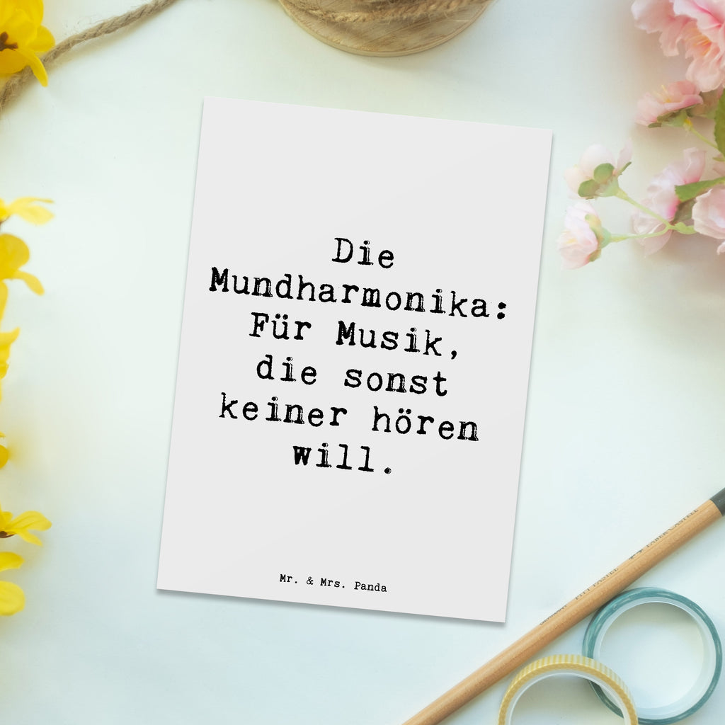 Postkarte Die Mundharmonika: Für Musik, die sonst keiner hören will. Postkarte, Karte, Geschenkkarte, Grußkarte, Einladung, Ansichtskarte, Geburtstagskarte, Einladungskarte, Dankeskarte, Ansichtskarten, Einladung Geburtstag, Einladungskarten Geburtstag, Instrumente, Geschenke Musiker, Musikliebhaber