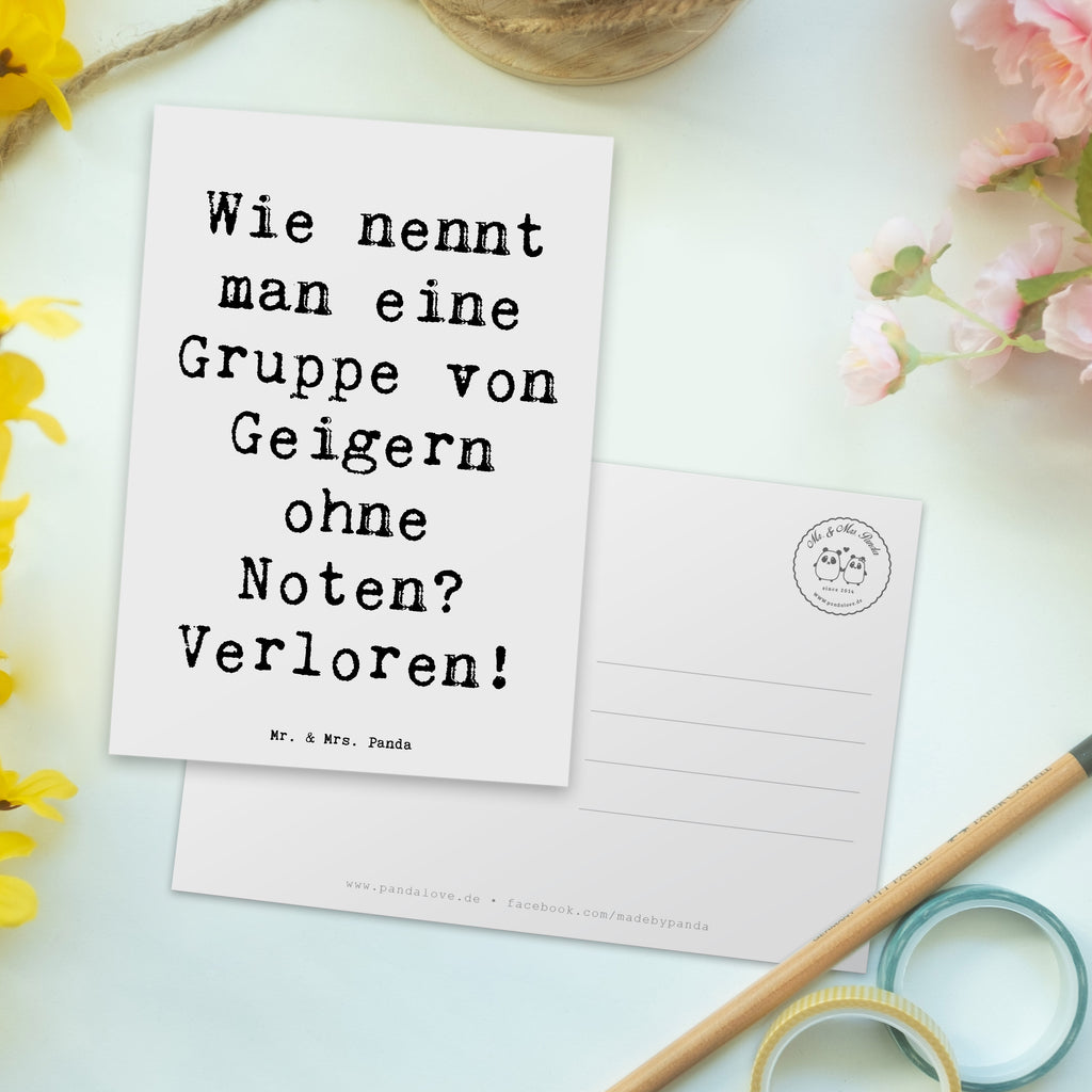 Postkarte Verloren ohne Noten - Der Violinen-Witz Postkarte, Karte, Geschenkkarte, Grußkarte, Einladung, Ansichtskarte, Geburtstagskarte, Einladungskarte, Dankeskarte, Ansichtskarten, Einladung Geburtstag, Einladungskarten Geburtstag, Instrumente, Geschenke Musiker, Musikliebhaber