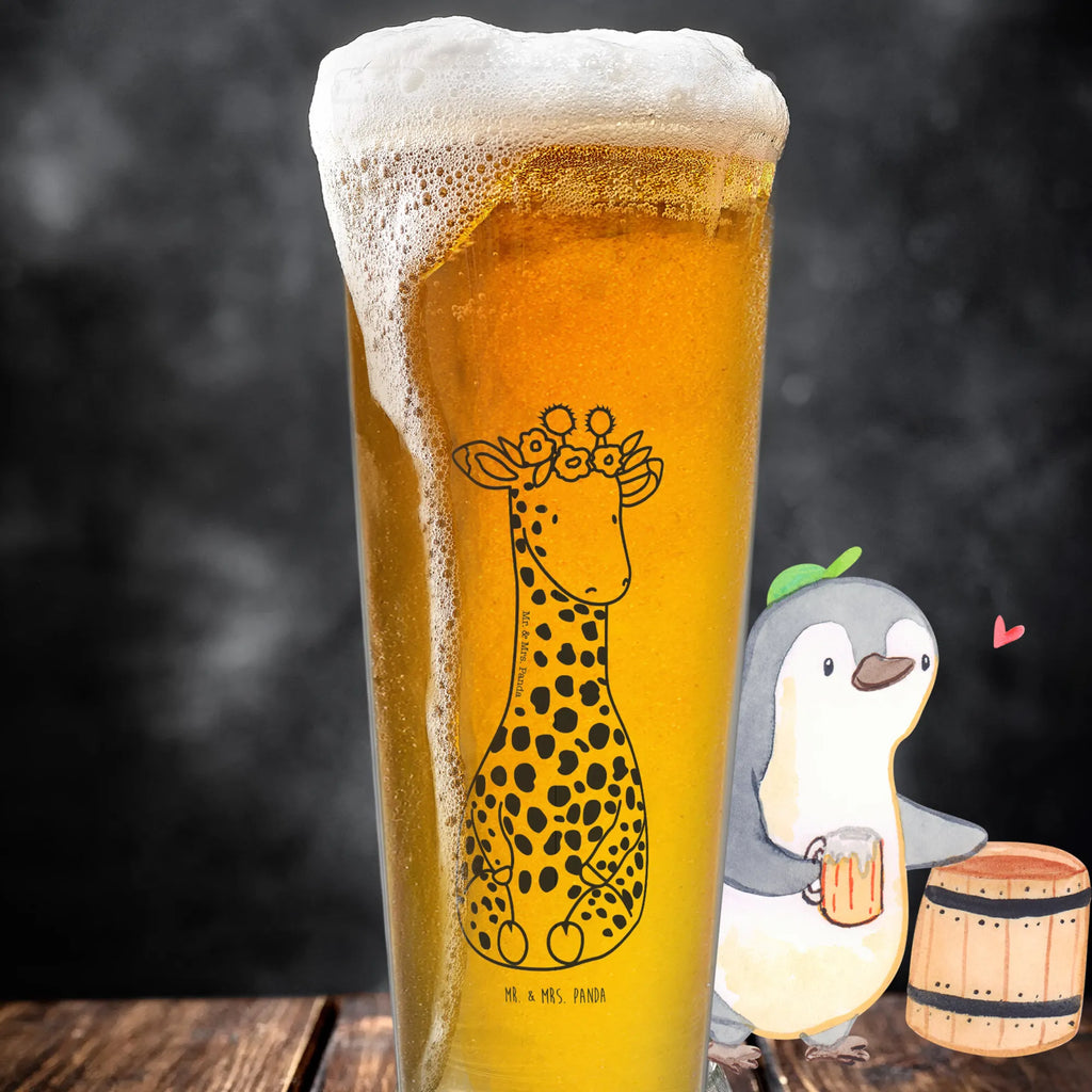 Bierglas Giraffe Blumenkranz Bierglas, Bier Glas, Bierkrug, Bier Krug, Vatertag, Afrika, Wildtiere, Giraffe, Blumenkranz, Abenteurer, Selbstliebe, Freundin