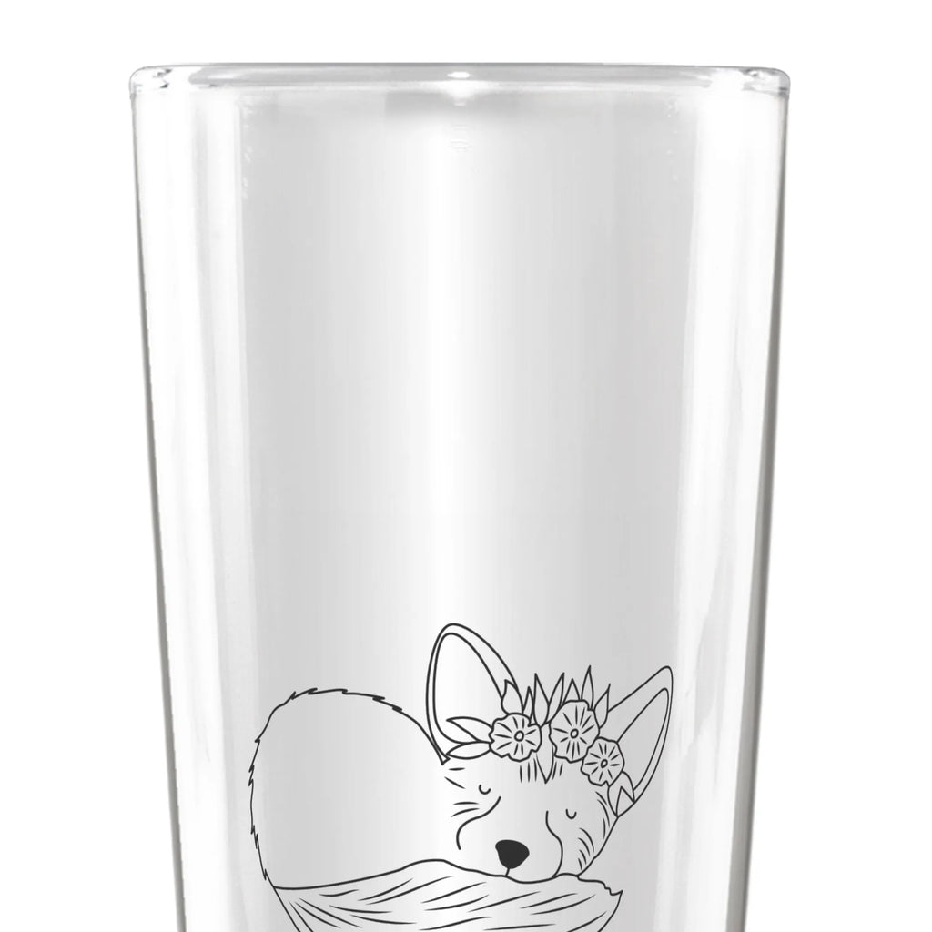 Bierglas Wüstenfuchs Blumen Bierglas, Bier Glas, Bierkrug, Bier Krug, Vatertag, Afrika, Wildtiere, Wüste, Wüstenfuchs, Blumen, Blumenkranz, Glücklich