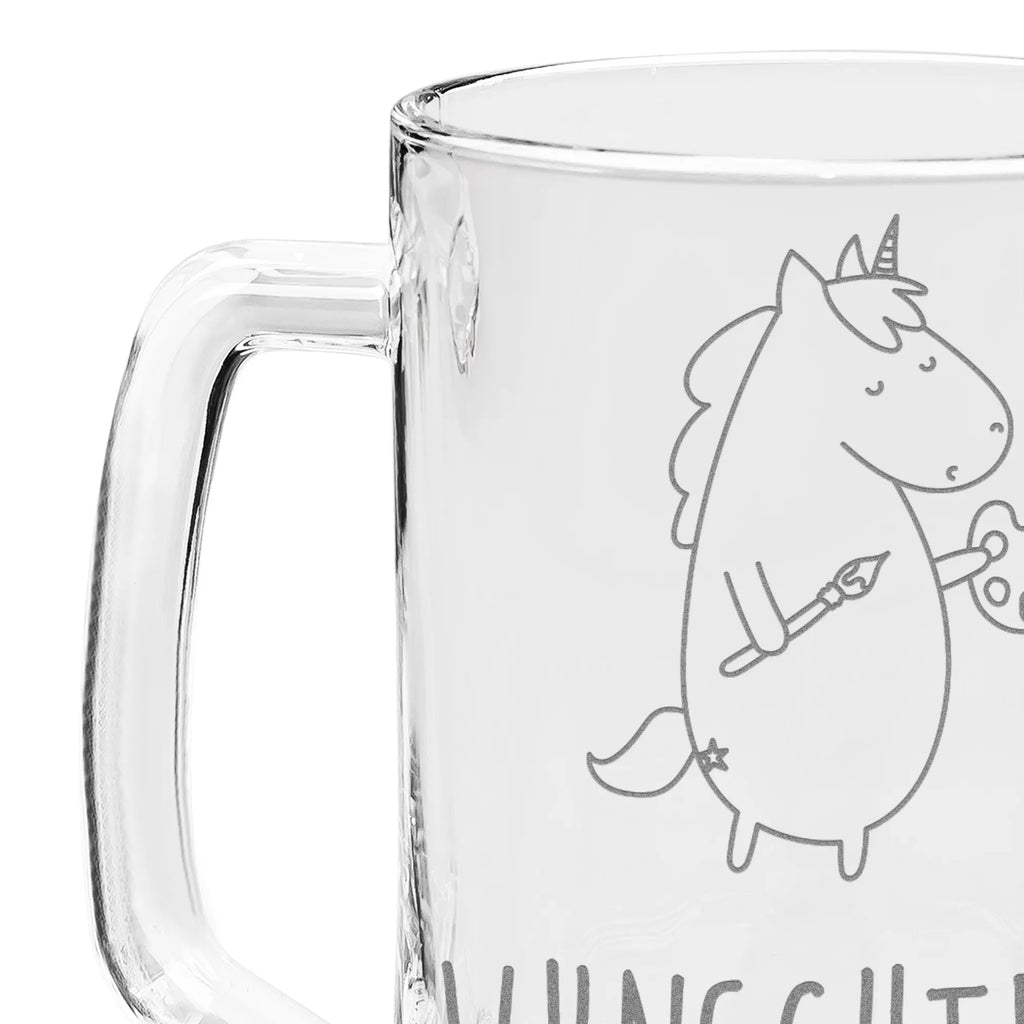 Personalisierter Gravur Bierkrug Einhorn Künstler Personalisierter Bierkrug, Personalisierter Bier Krug, Personalisiertes Bierkrug Glas, Bierkrug mit Namen, Bier Krug mit Namen, Bierkrug Glas mit Namen, Vatertag, Wunschtext, Wunschname, Personalisierbar, Selbst gestalten, Einhorn, Einhörner, Einhorn Deko, Pegasus, Unicorn, Englisch, Künstler, Artist, Malen, Zeichnen, Welt, Farbe, Stift, Pinsel, Geschenk, Maler